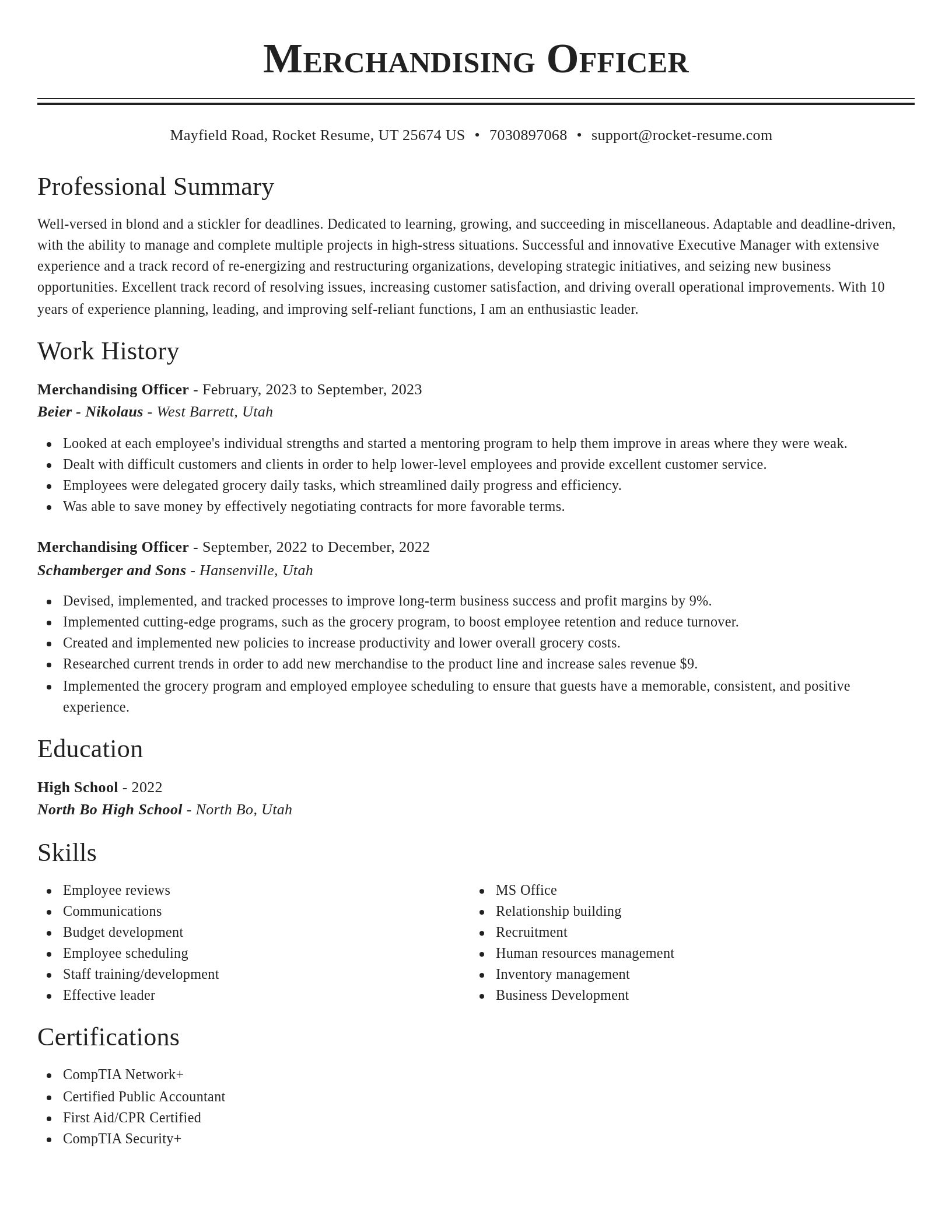 Classic resume template