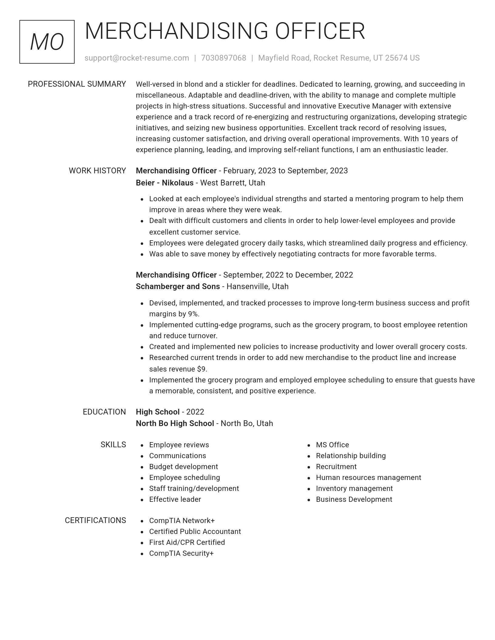 Renowned resume template