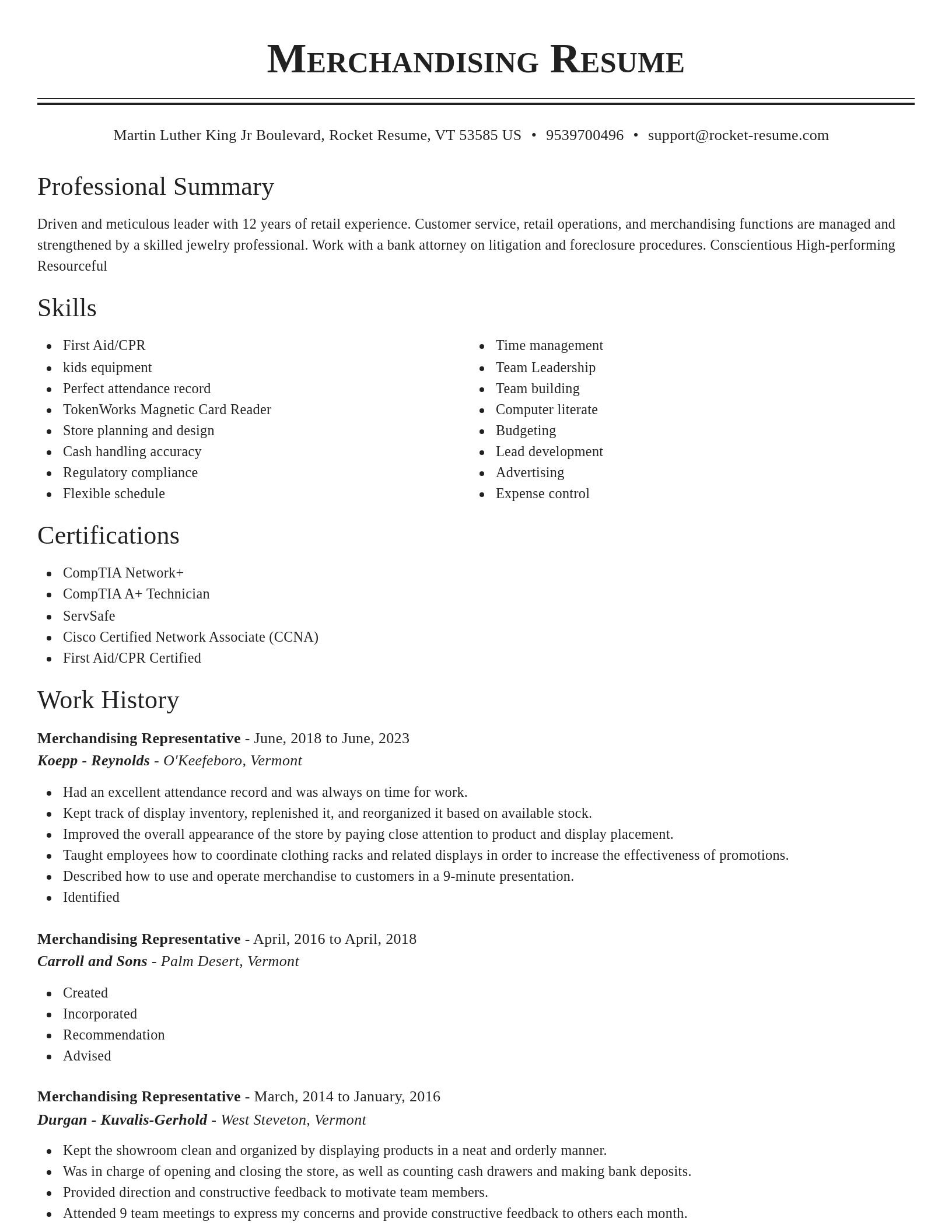 Classic resume template