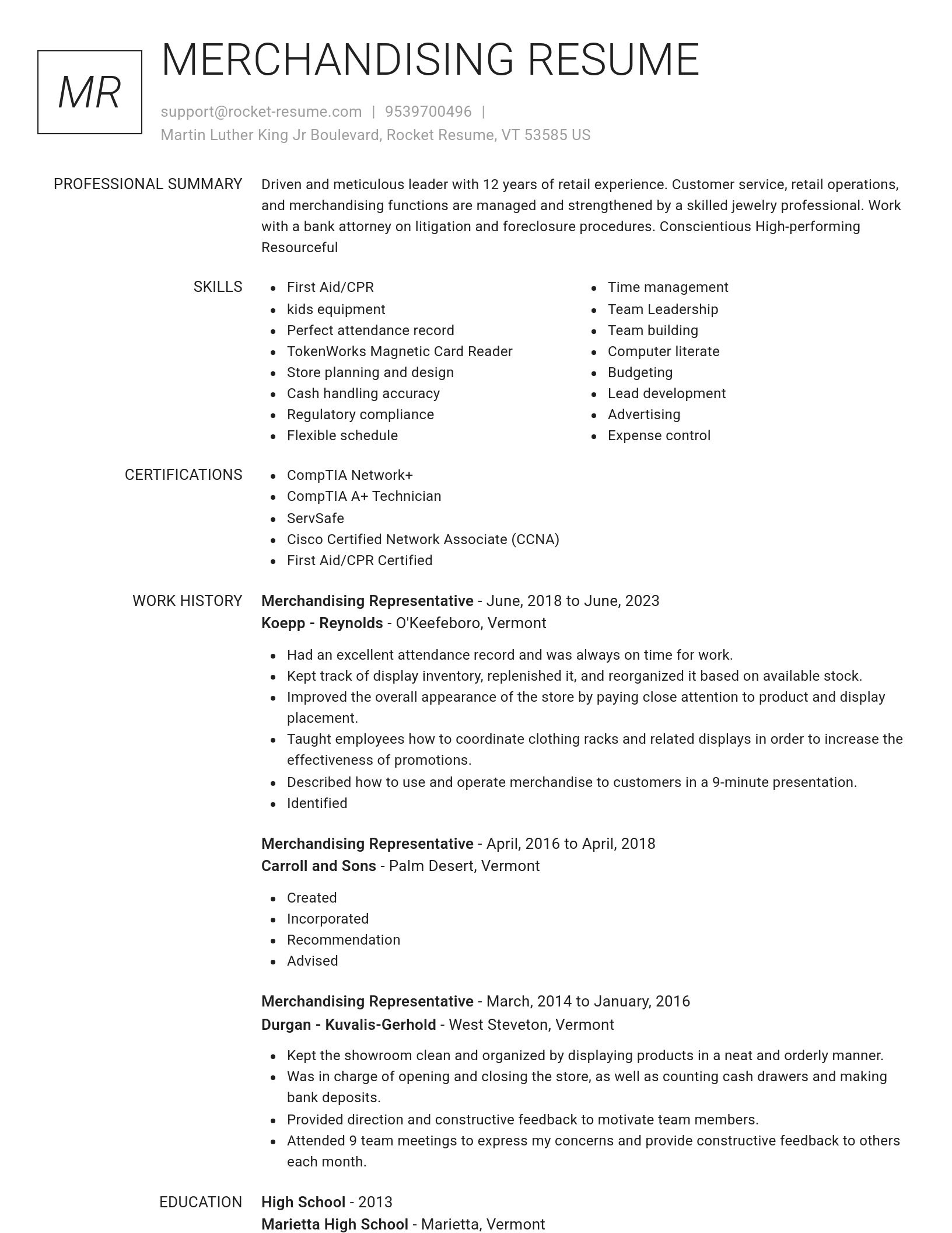 Renowned resume template