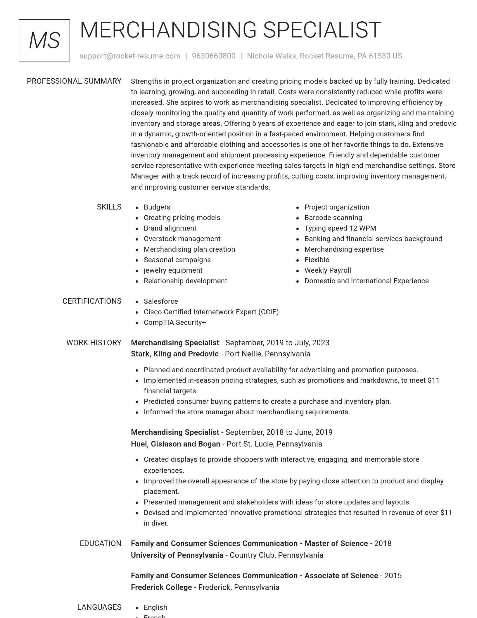 Renowned resume template
