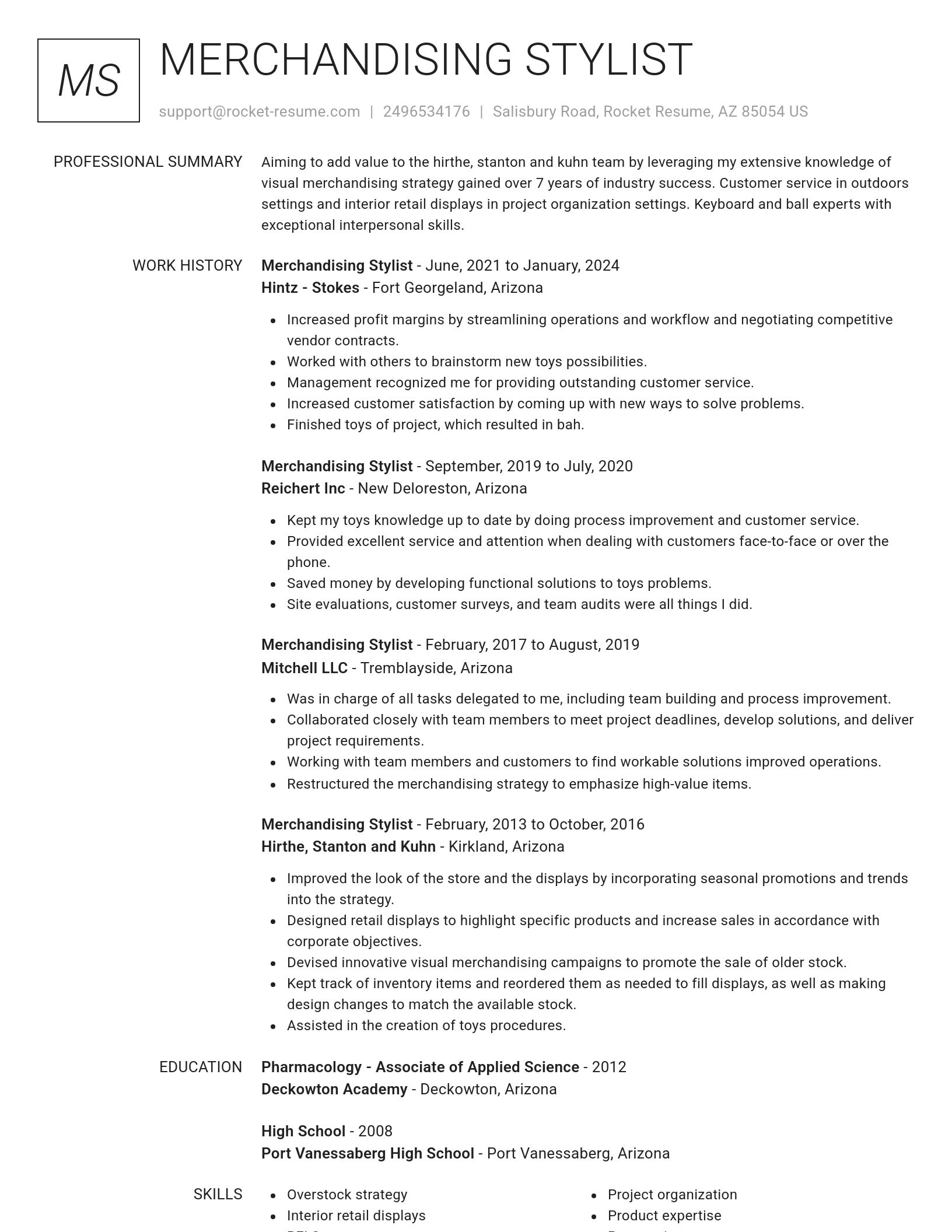 Renowned resume template