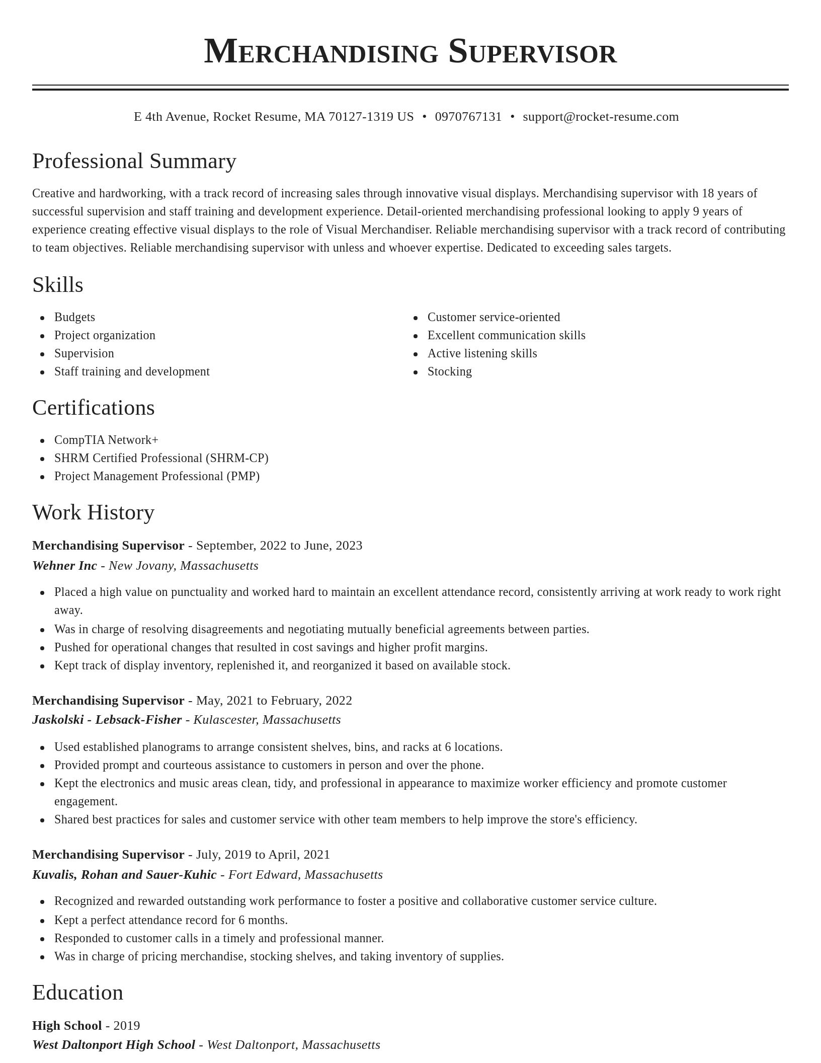 Classic resume template
