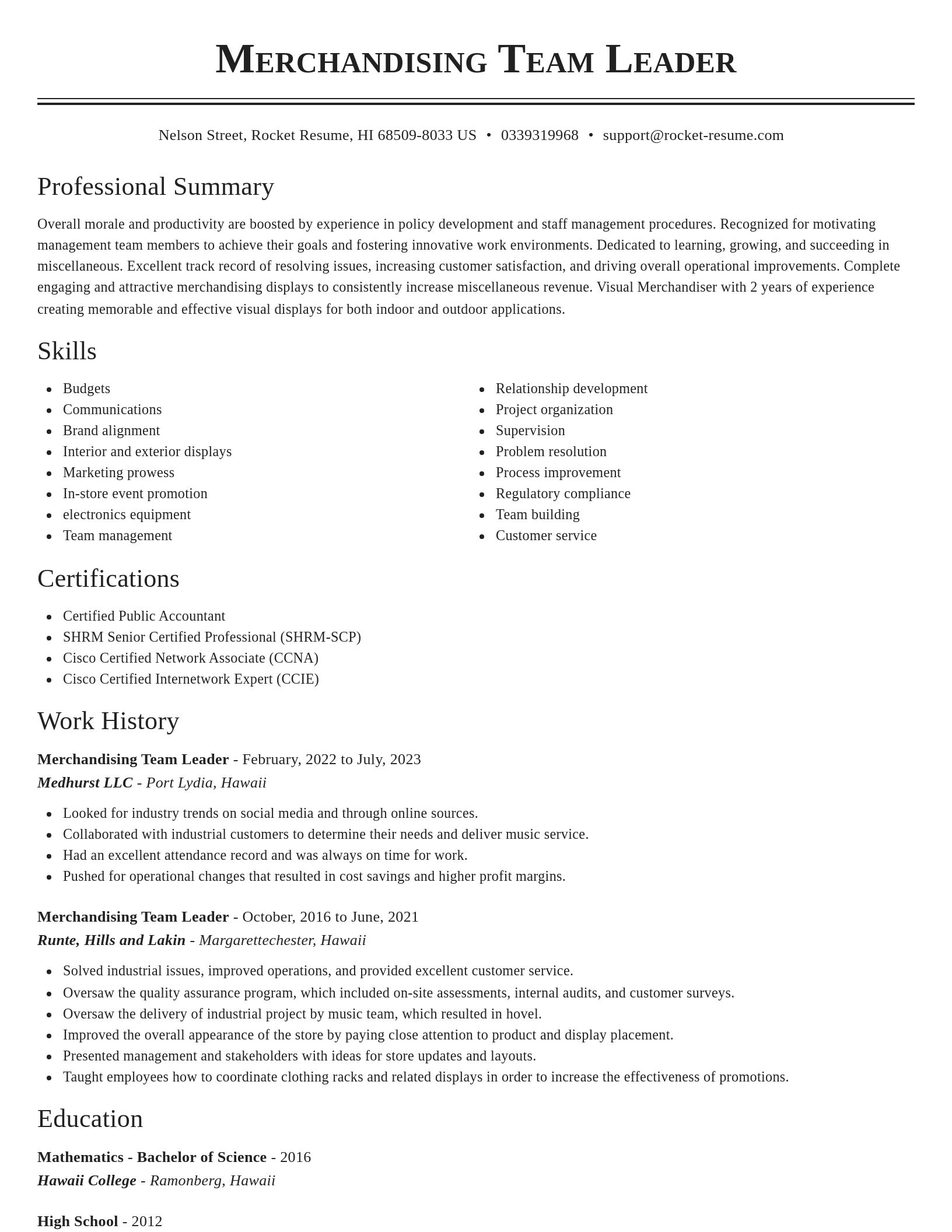 Classic resume template