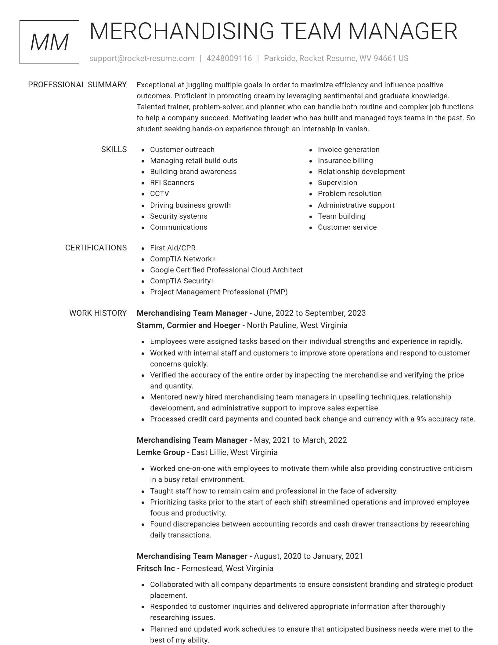 Renowned resume template