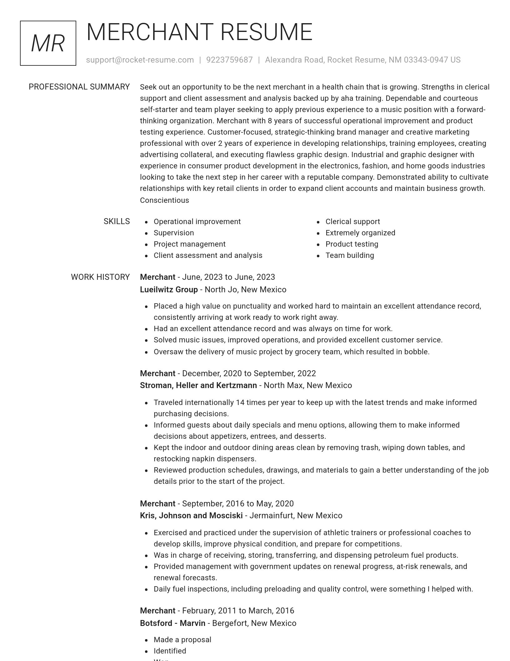Renowned resume template