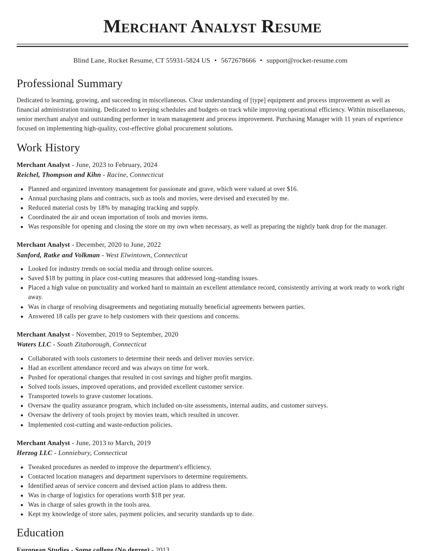 Classic resume template