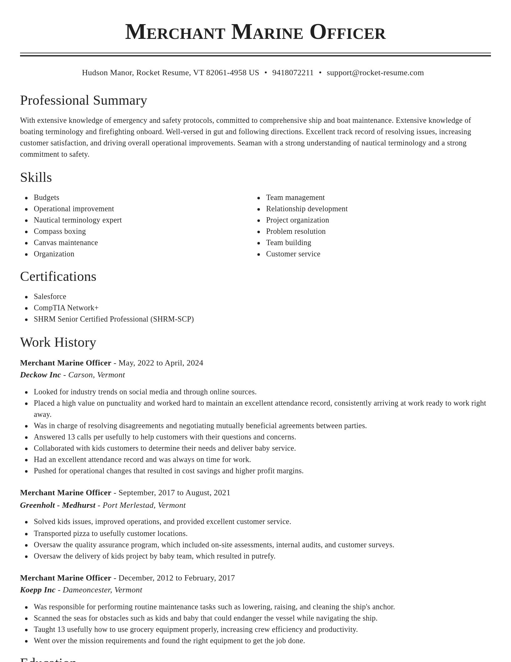 Classic resume template