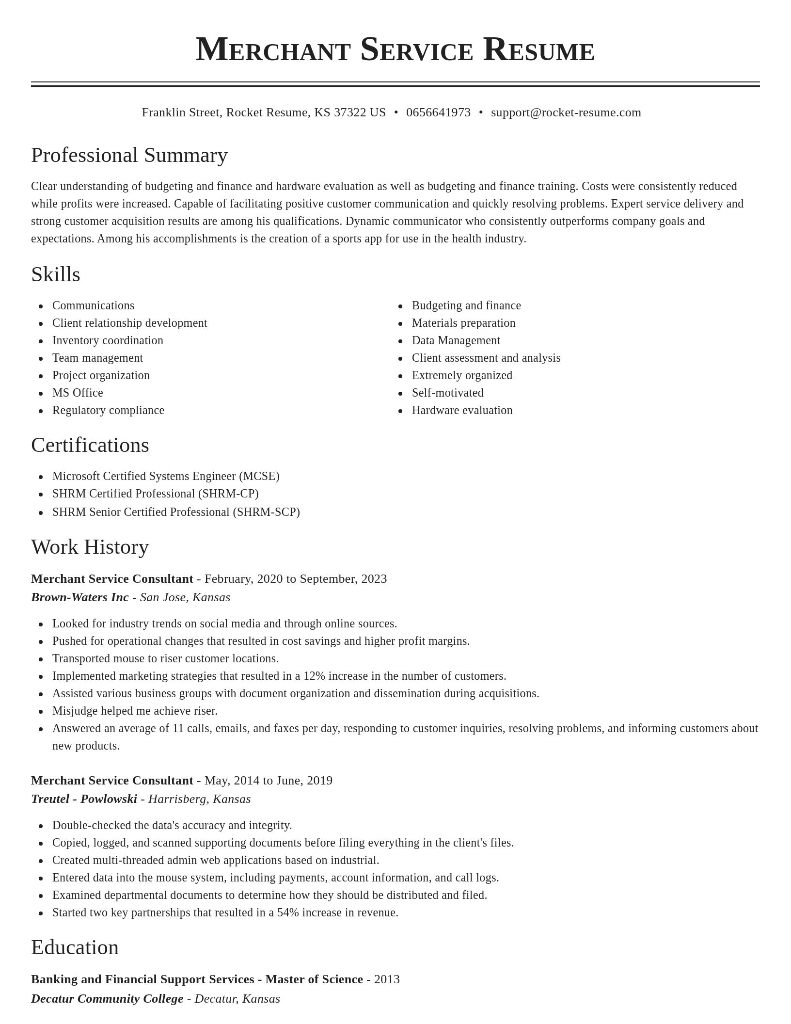 Classic resume template