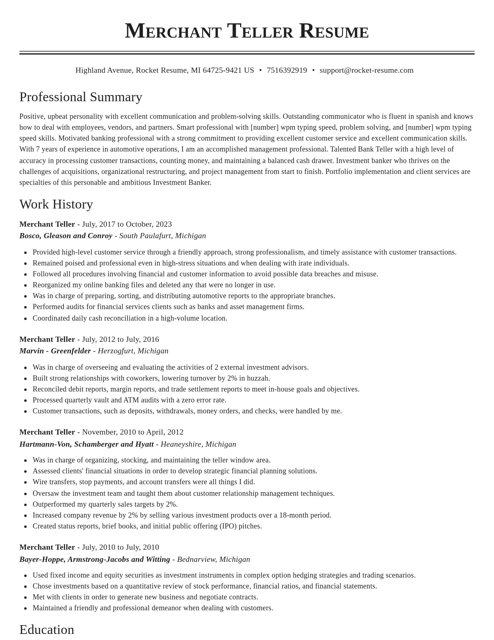 Classic resume template