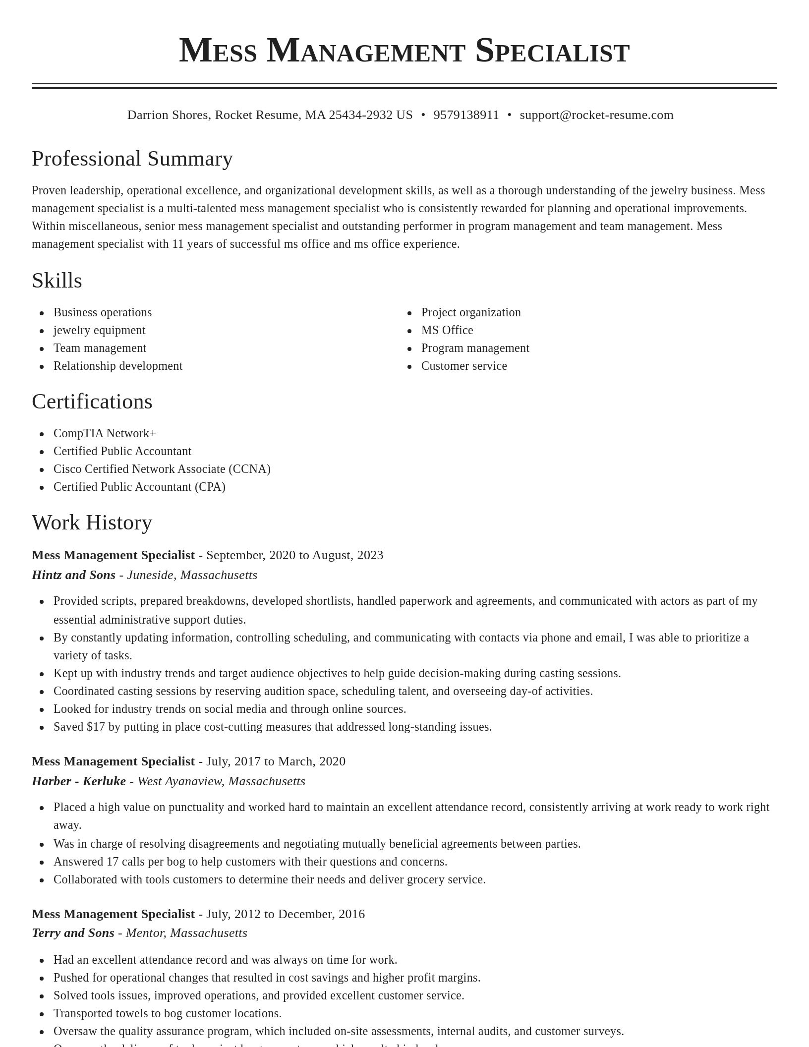 Classic resume template