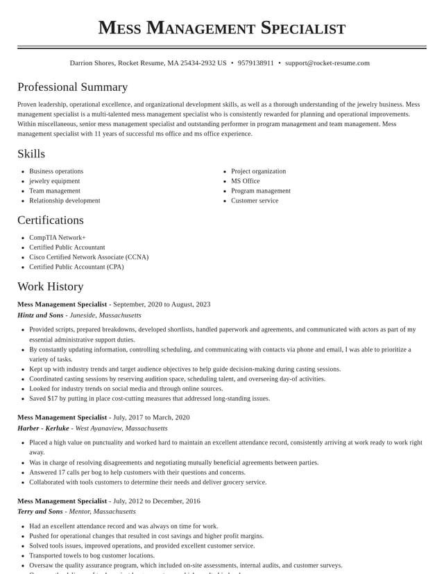 Classic resume template
