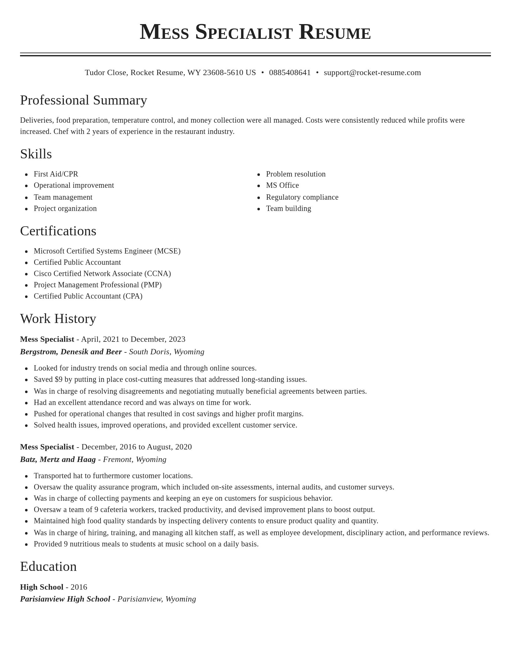 Classic resume template