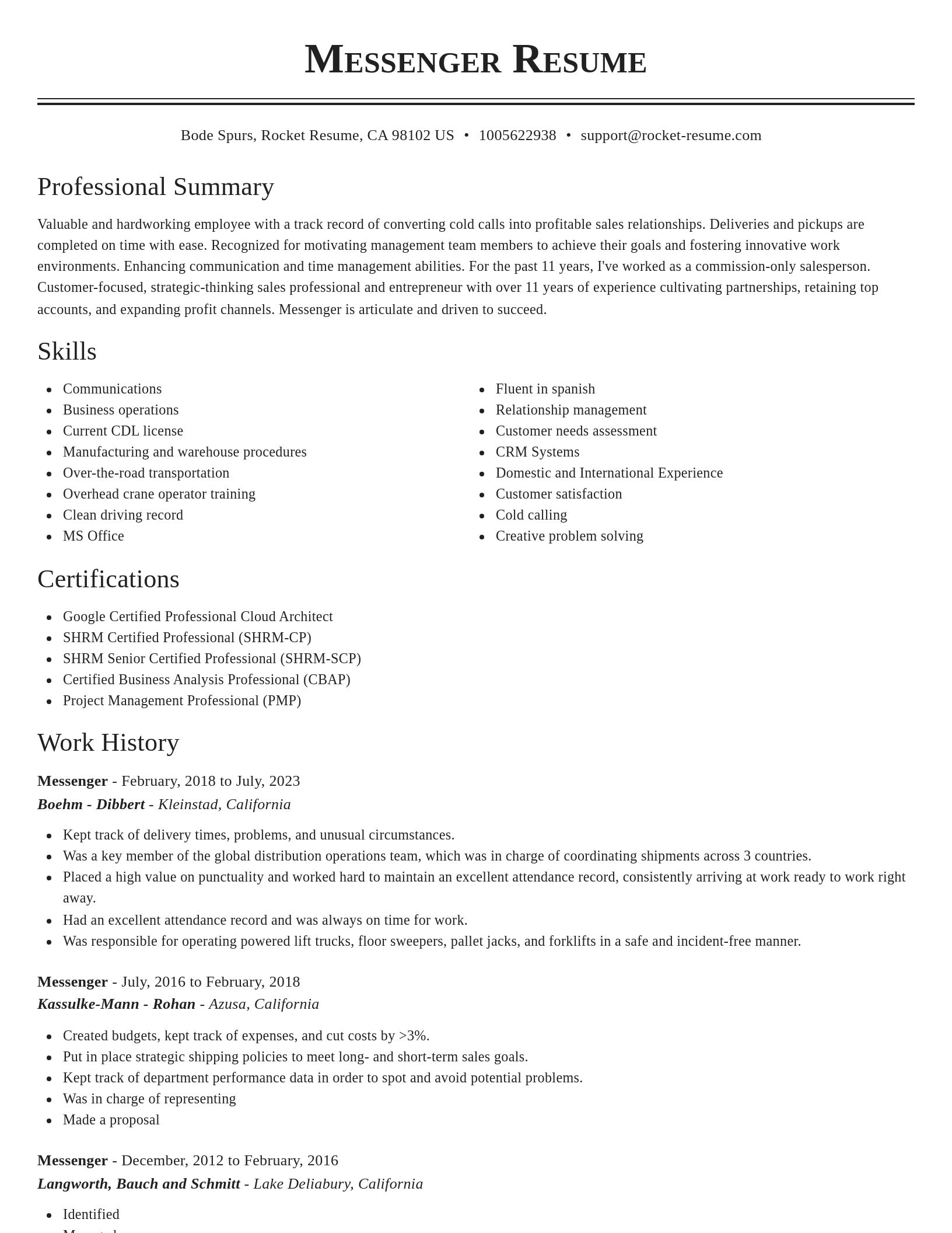 Classic resume template
