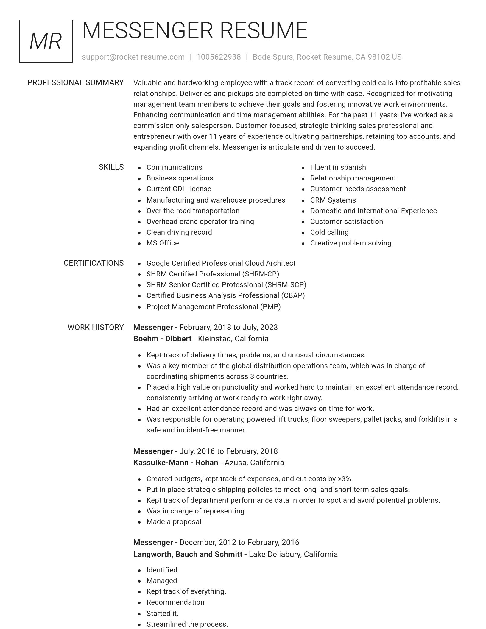 Renowned resume template