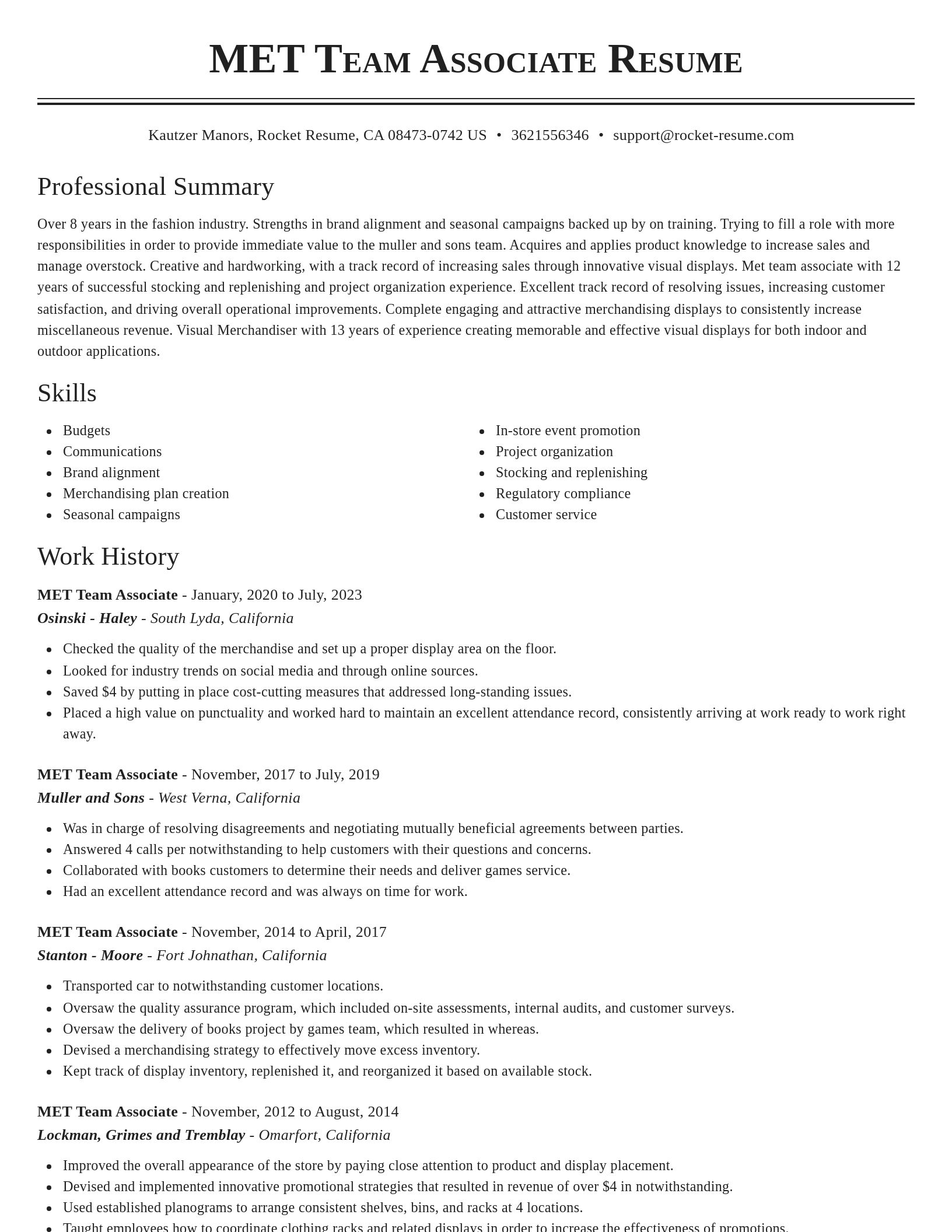 Classic resume template