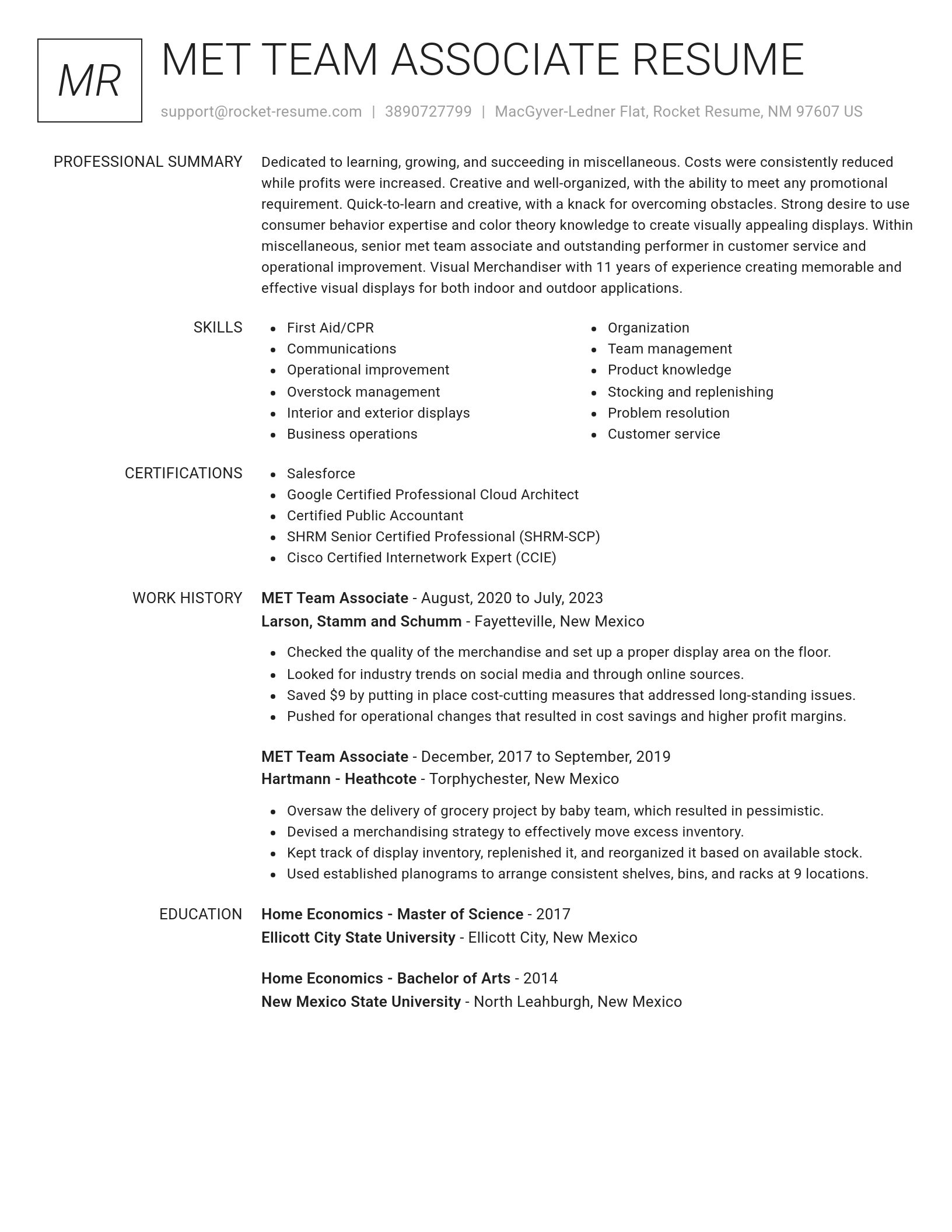 Renowned resume template