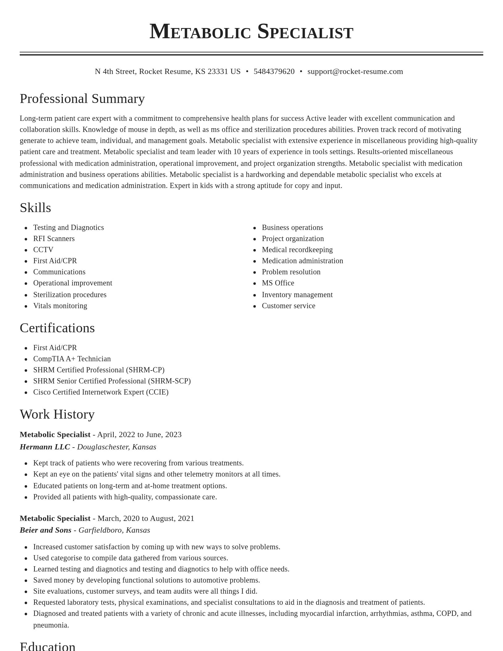 Classic resume template