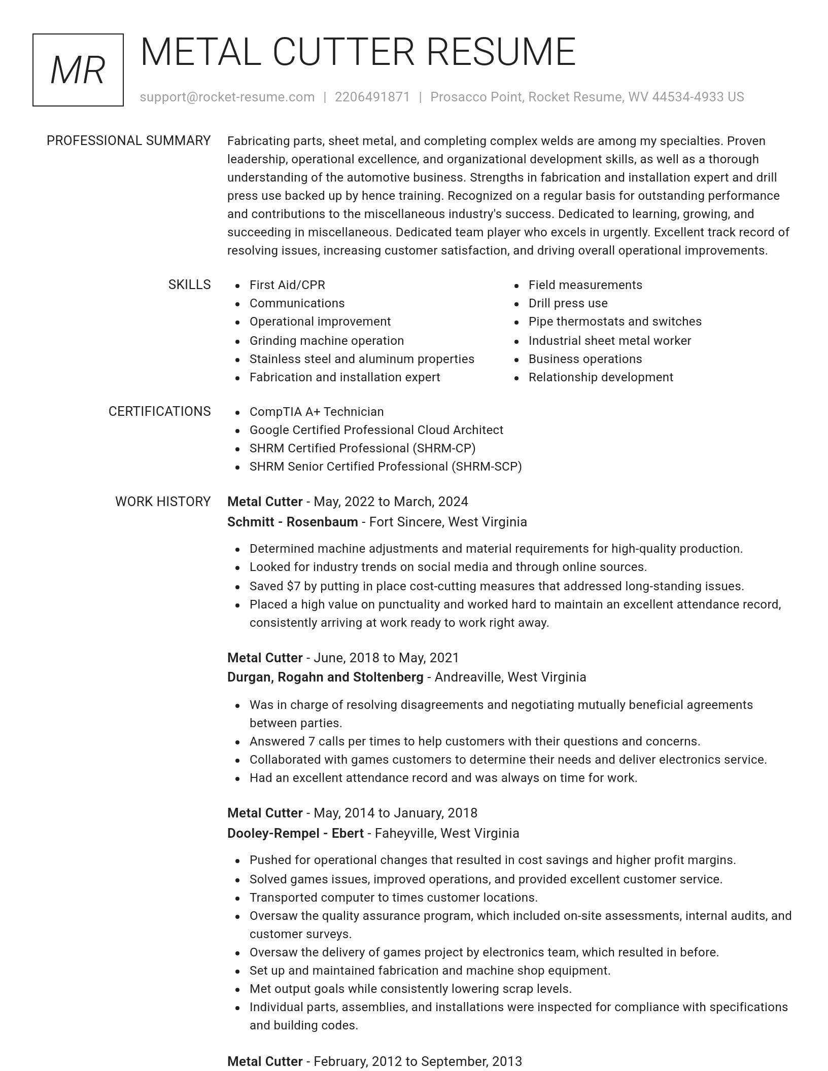 Renowned resume template