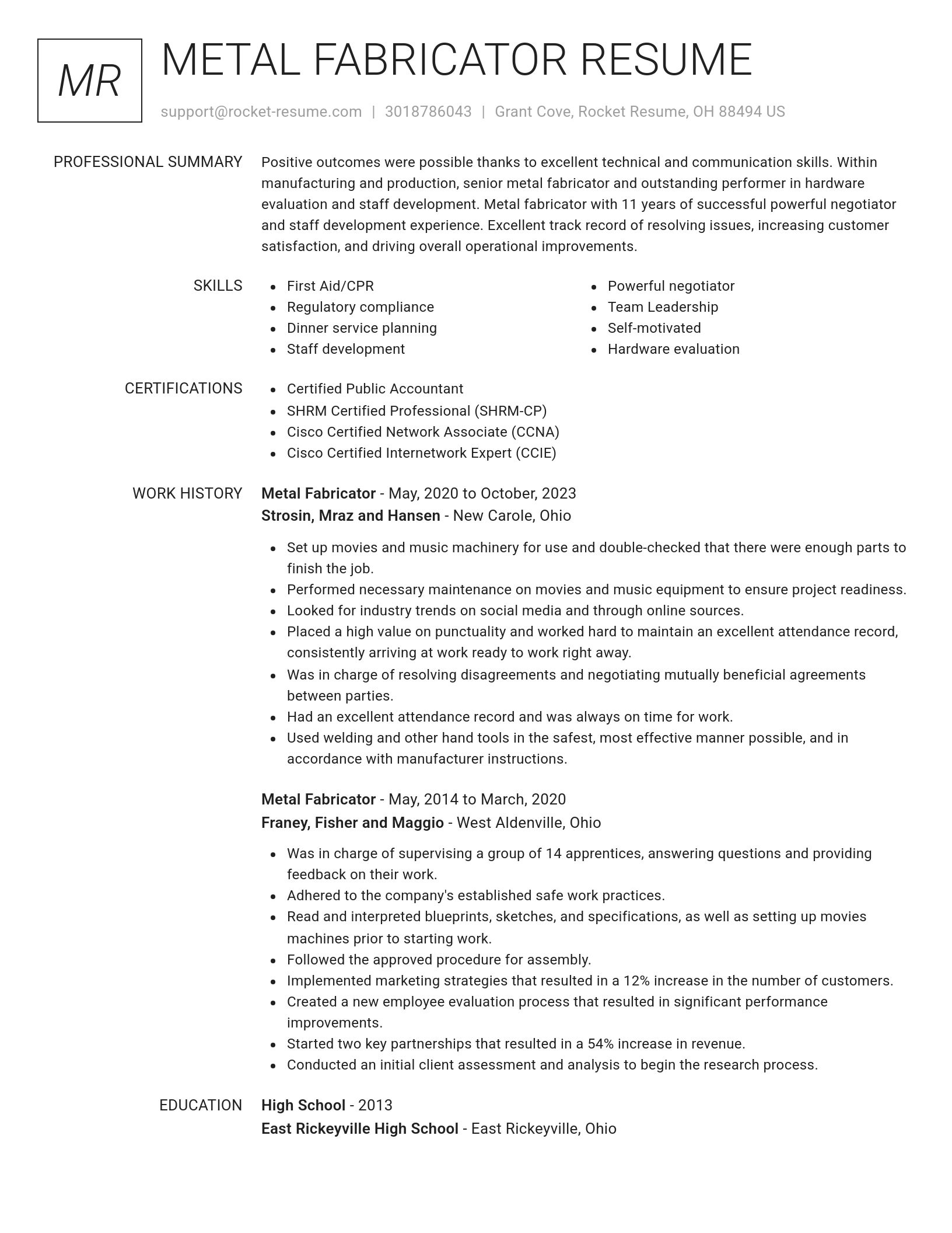 Renowned resume template