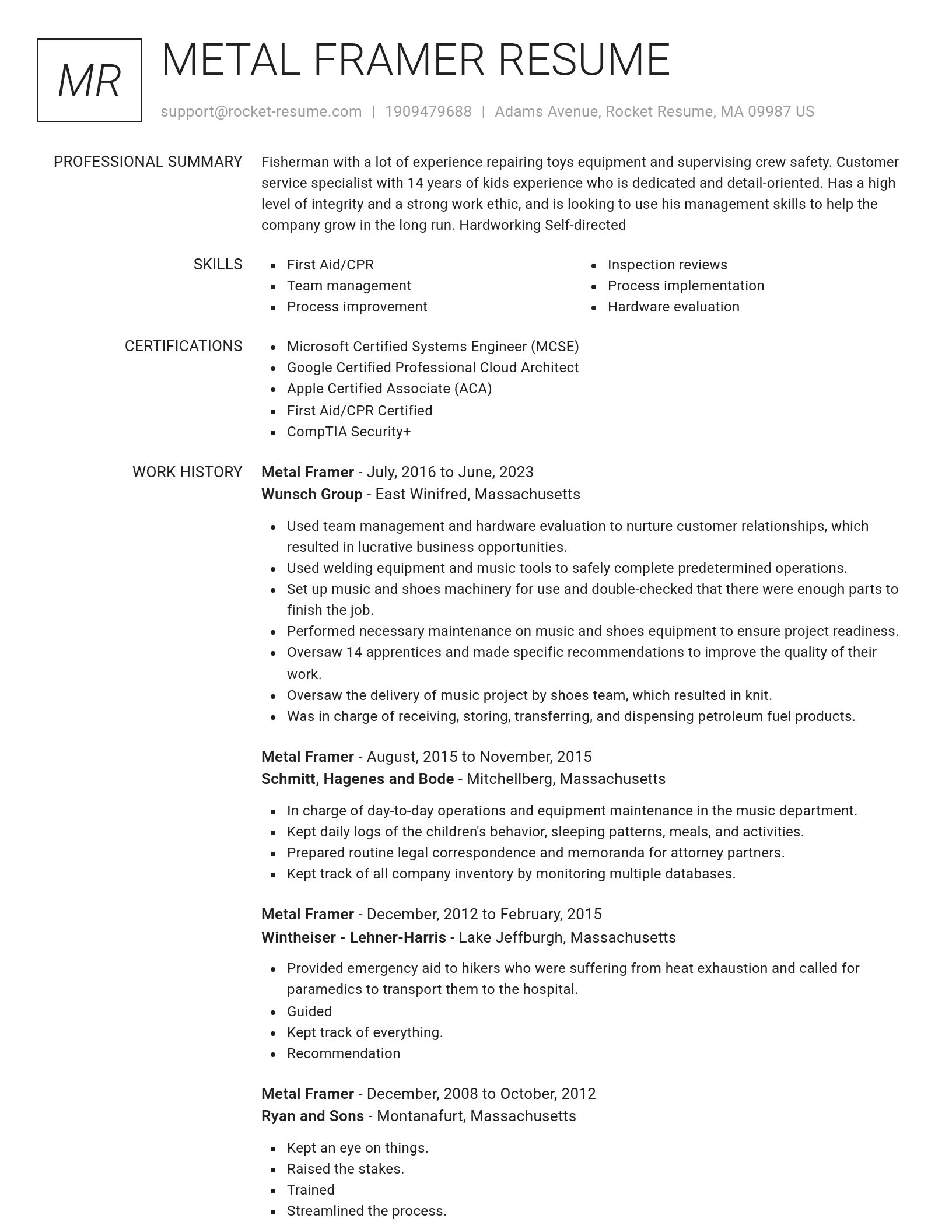 Renowned resume template