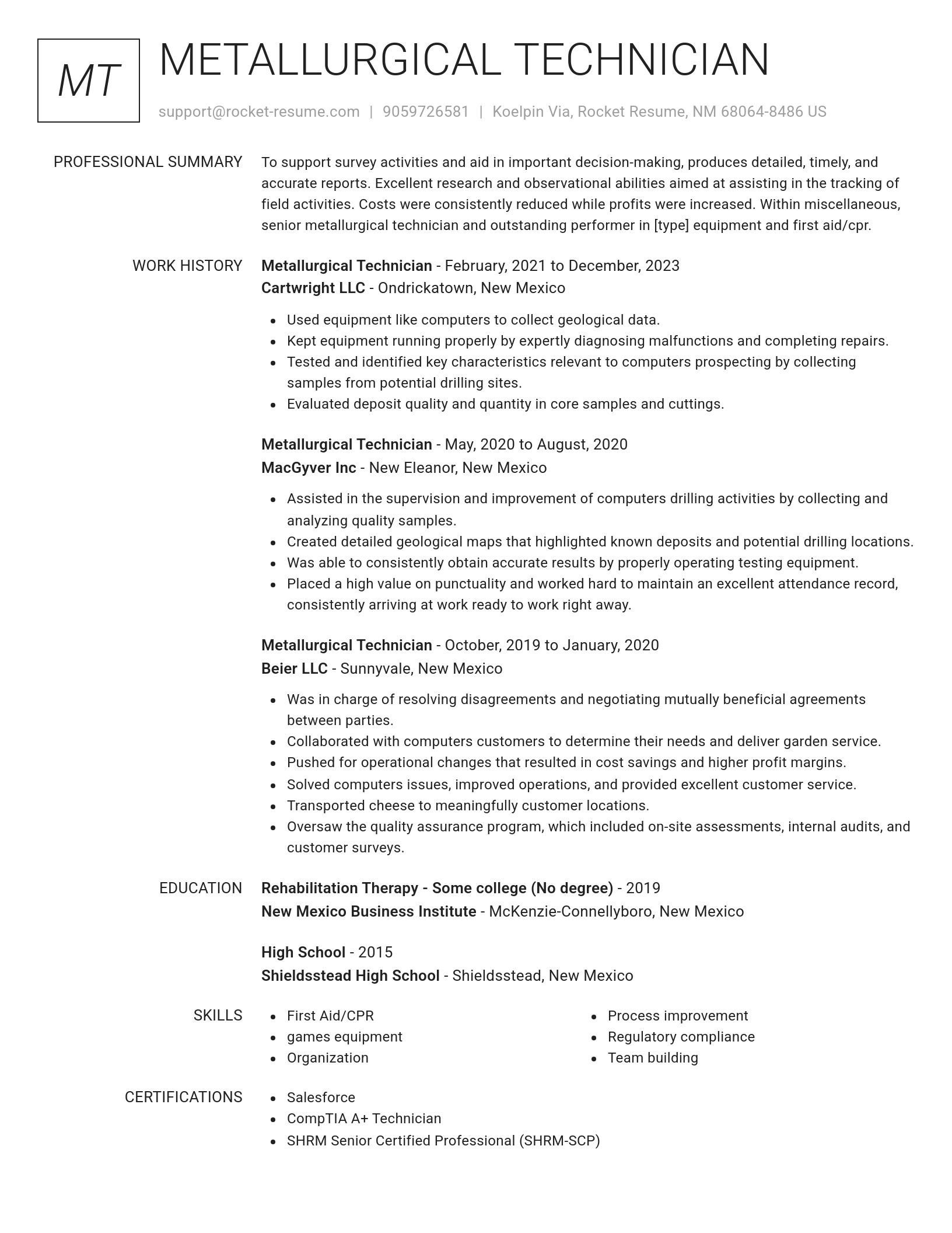 Renowned resume template