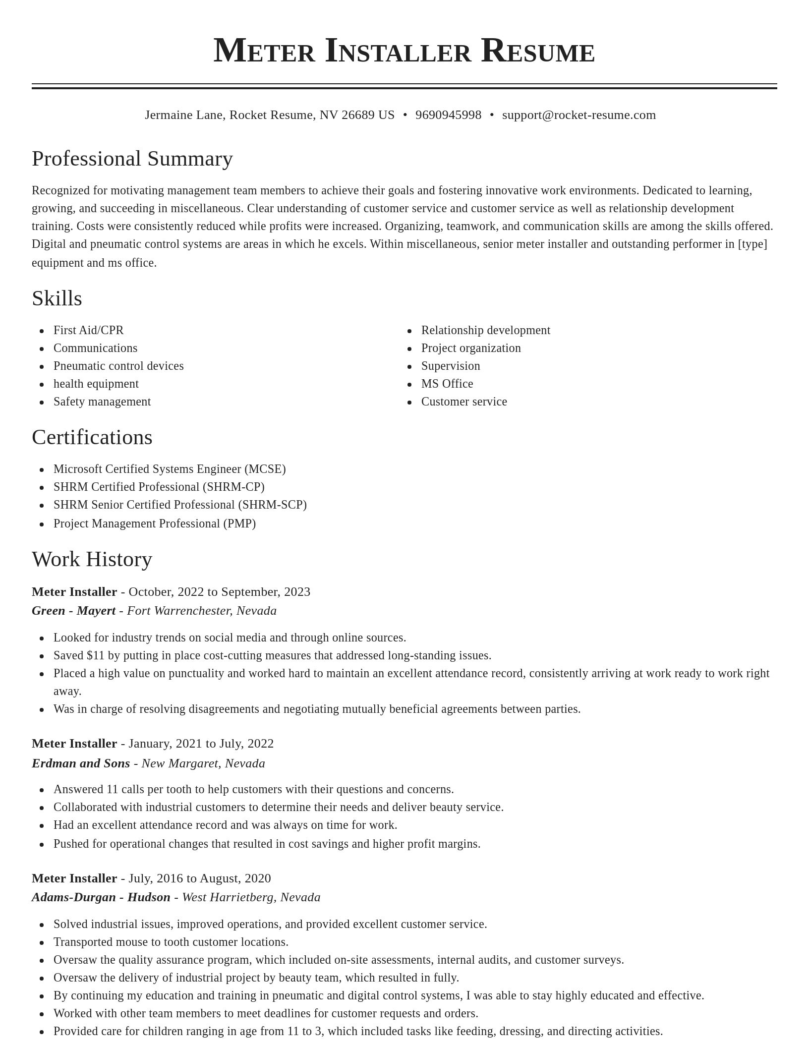 Classic resume template