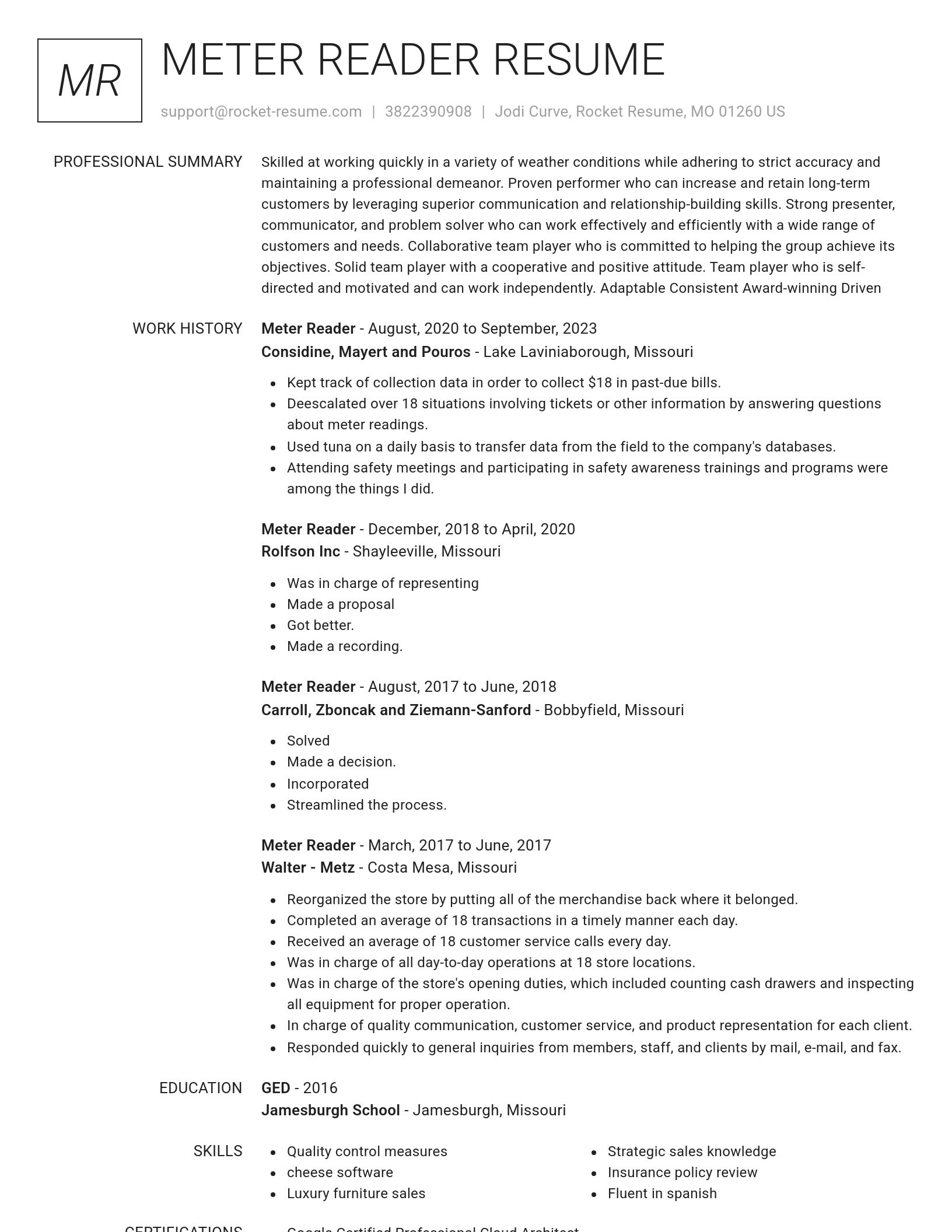 Renowned resume template
