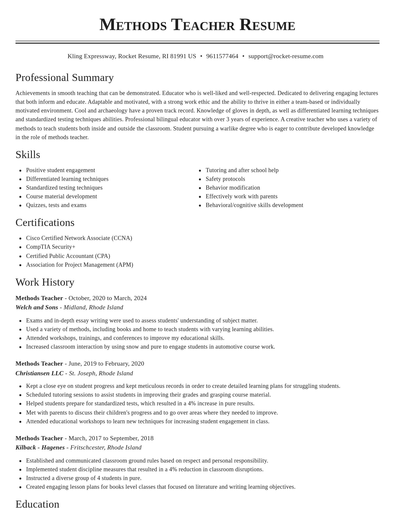 Classic resume template