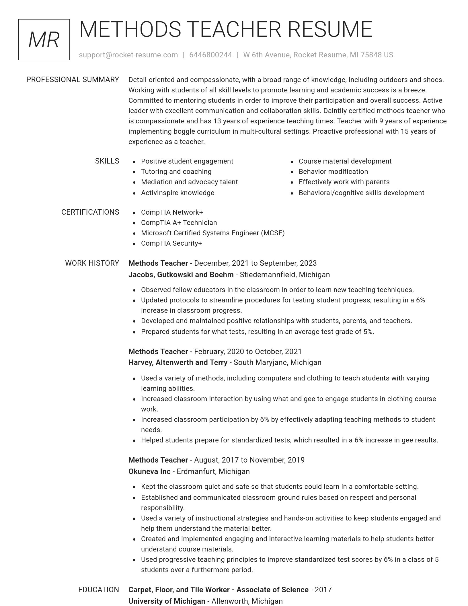Renowned resume template