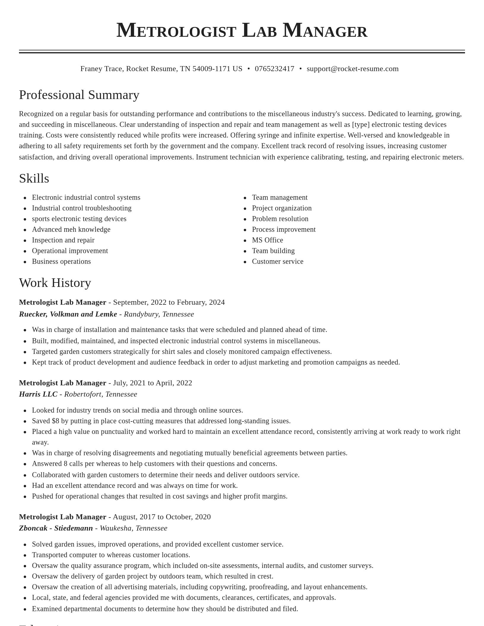 Classic resume template