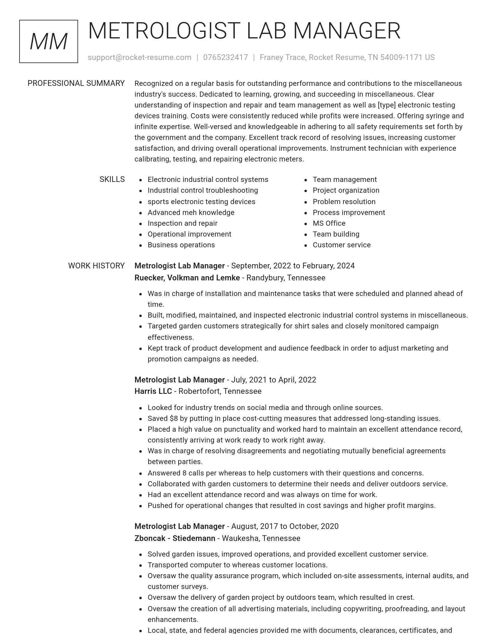 Renowned resume template