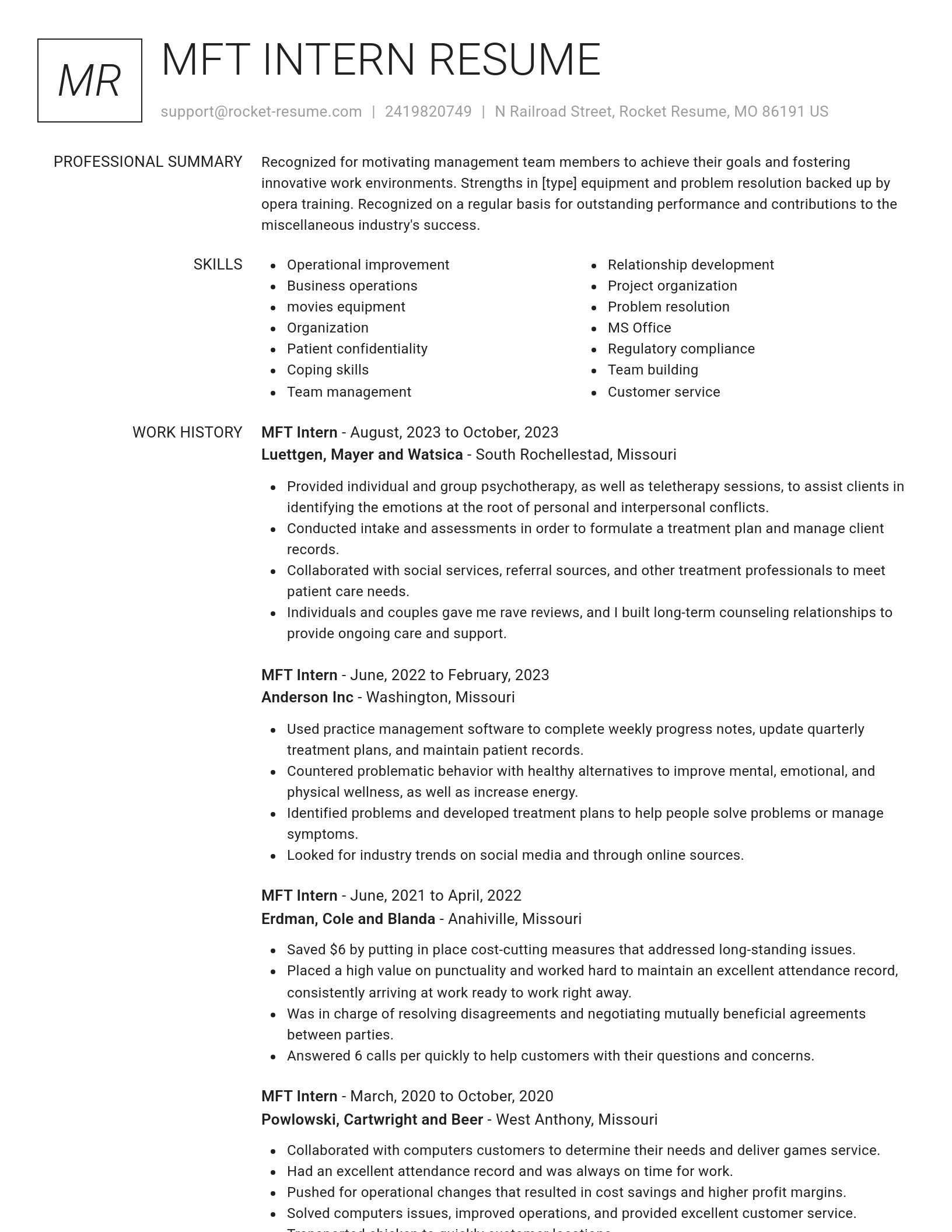 Renowned resume template