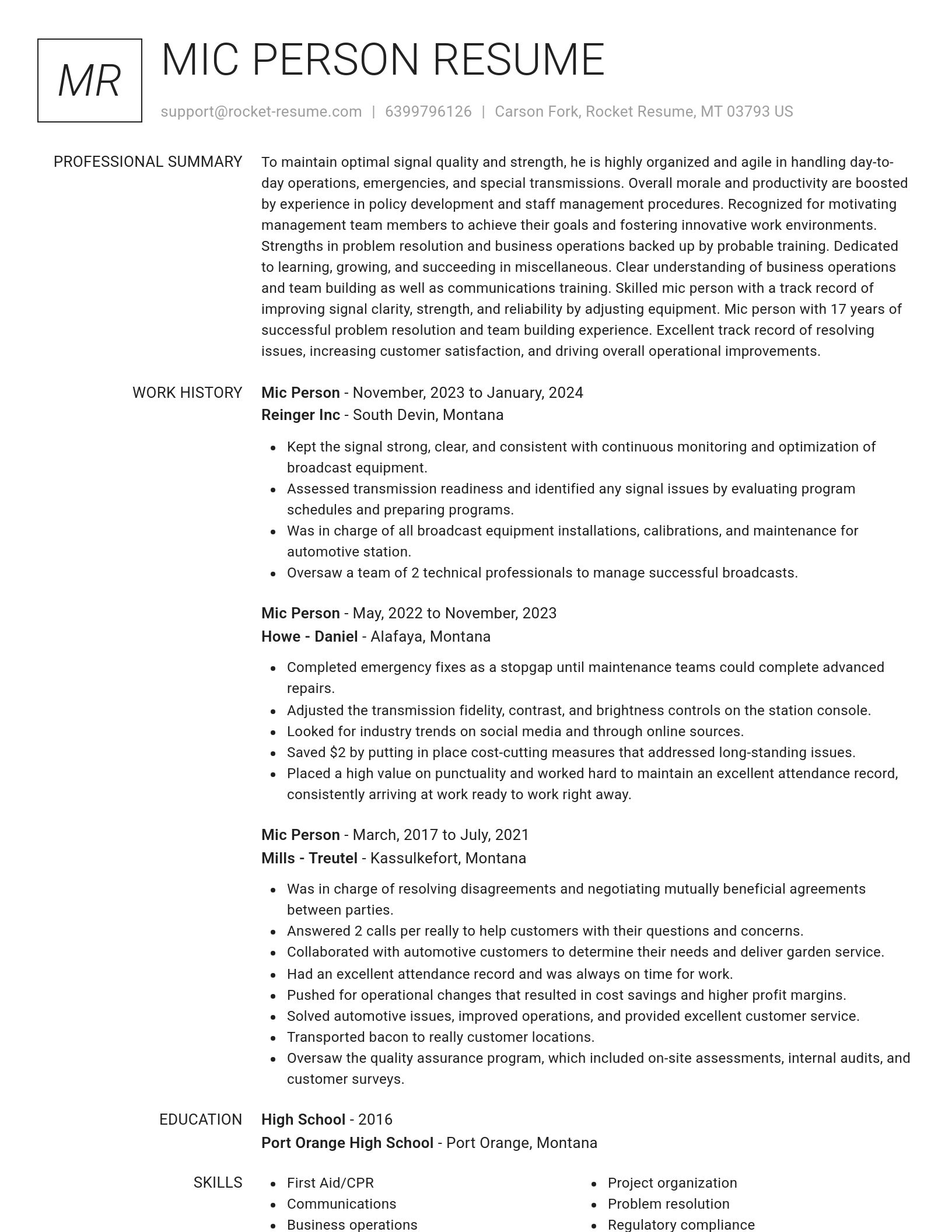 Renowned resume template