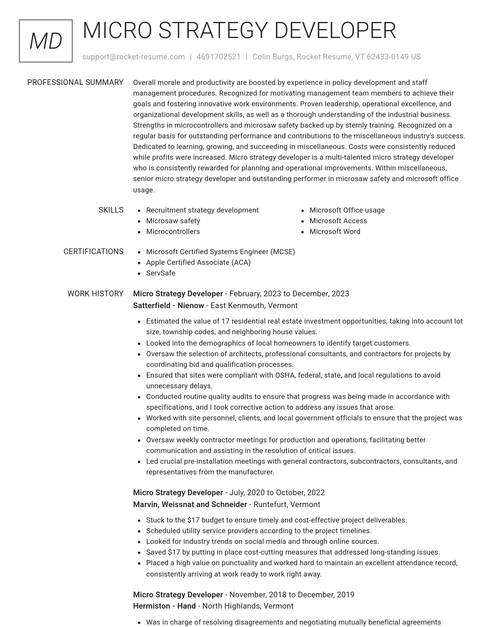 Renowned resume template