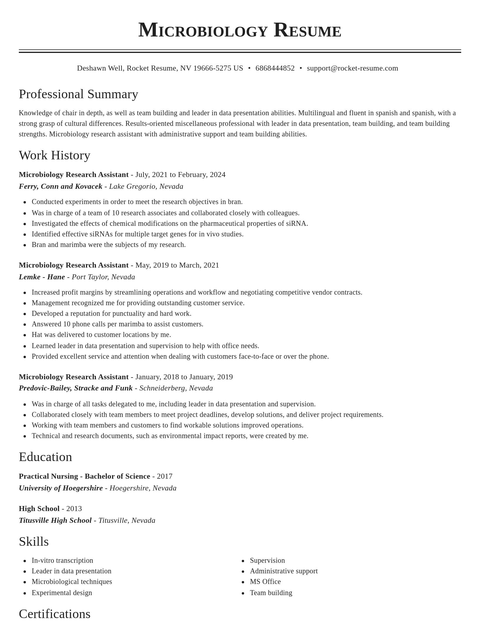 Classic resume template