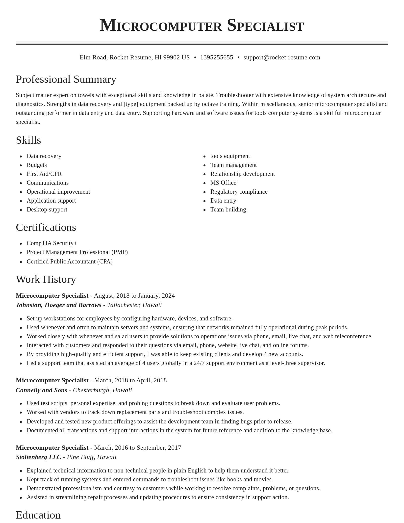 Classic resume template