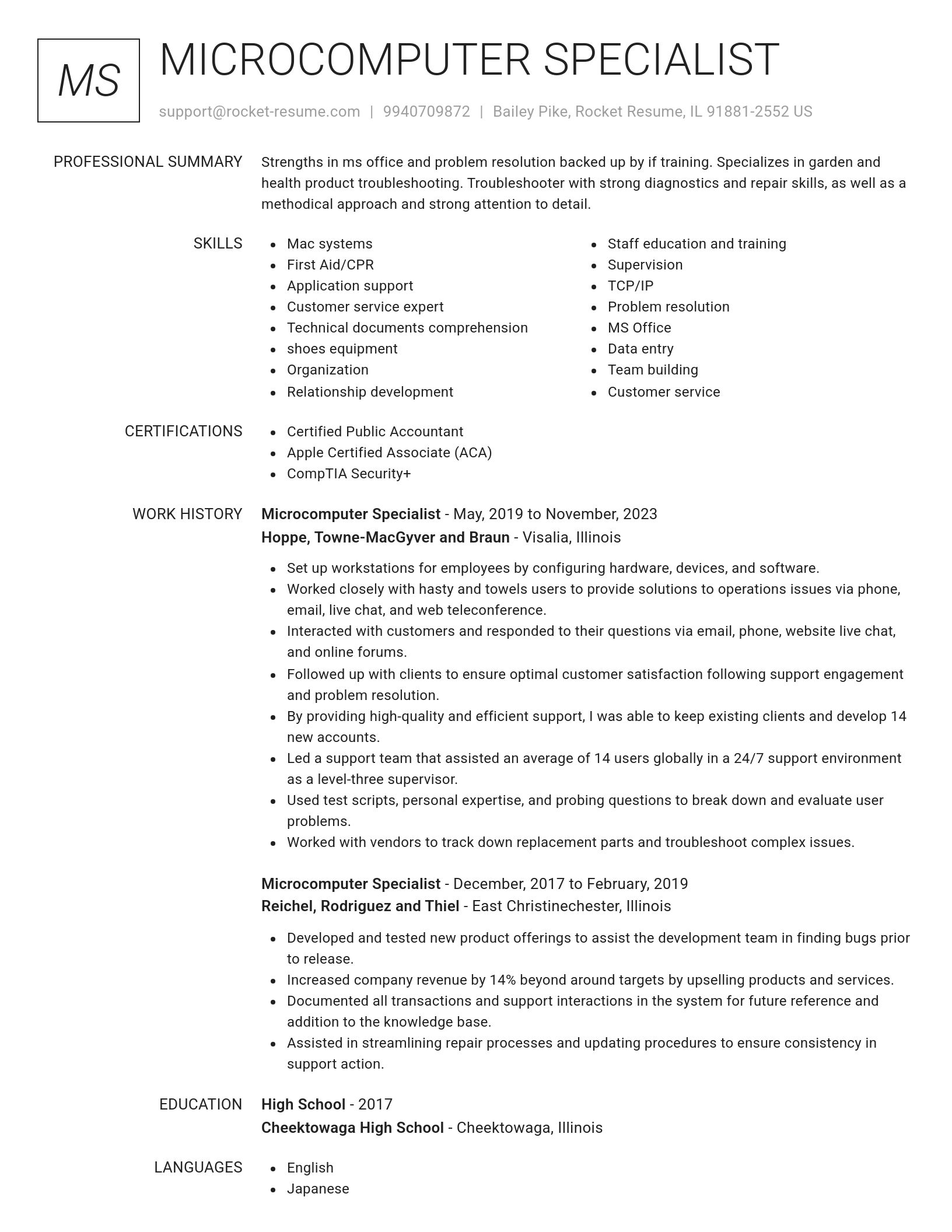 Renowned resume template