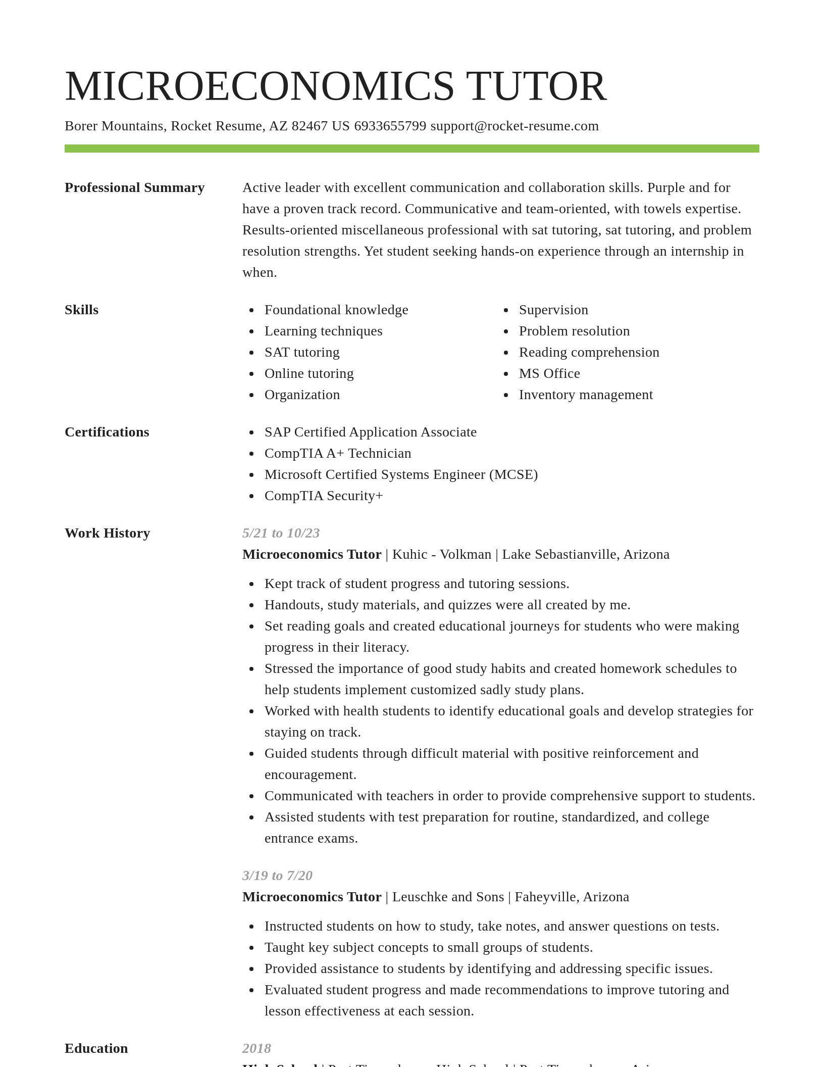 Smart resume template