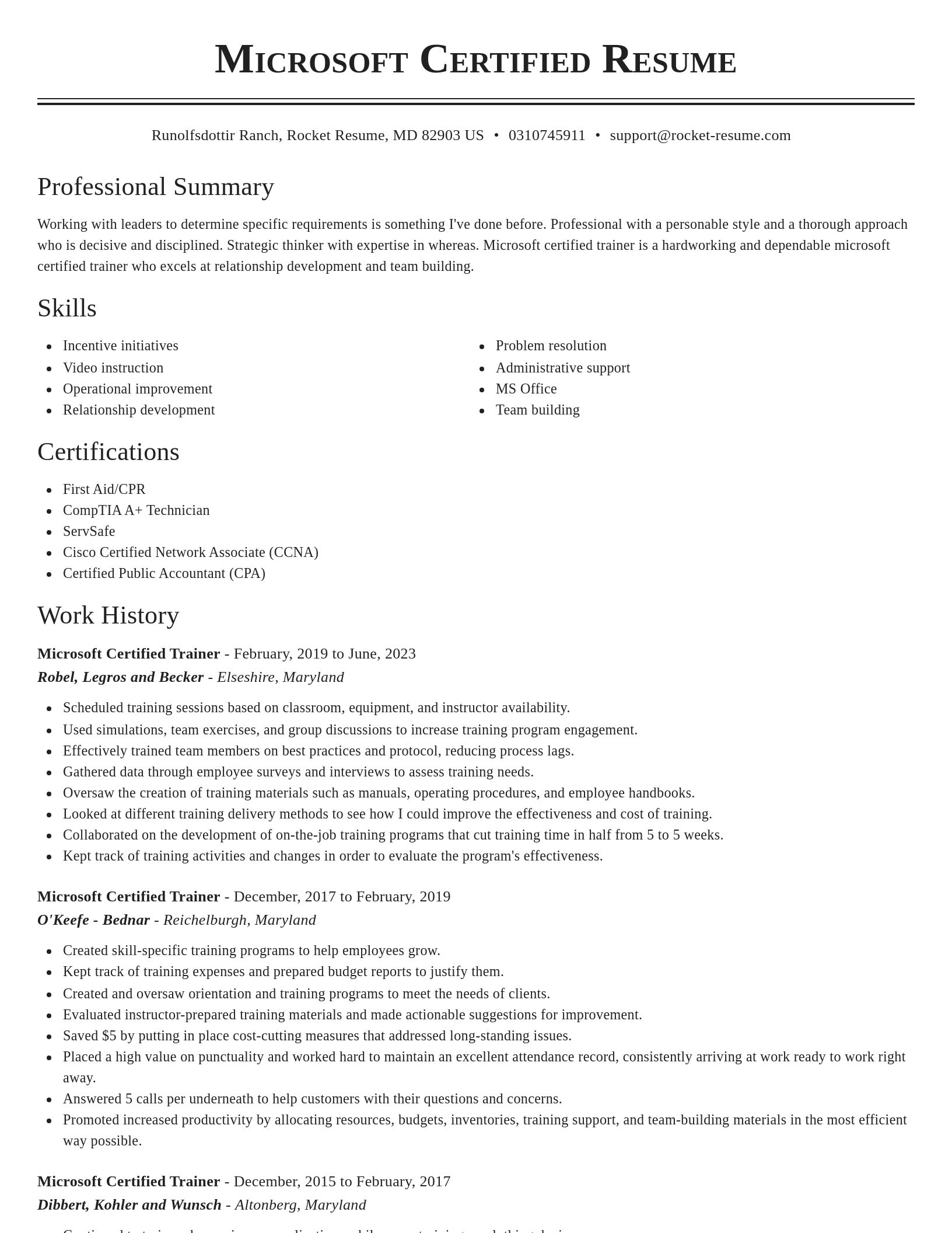 Classic resume template