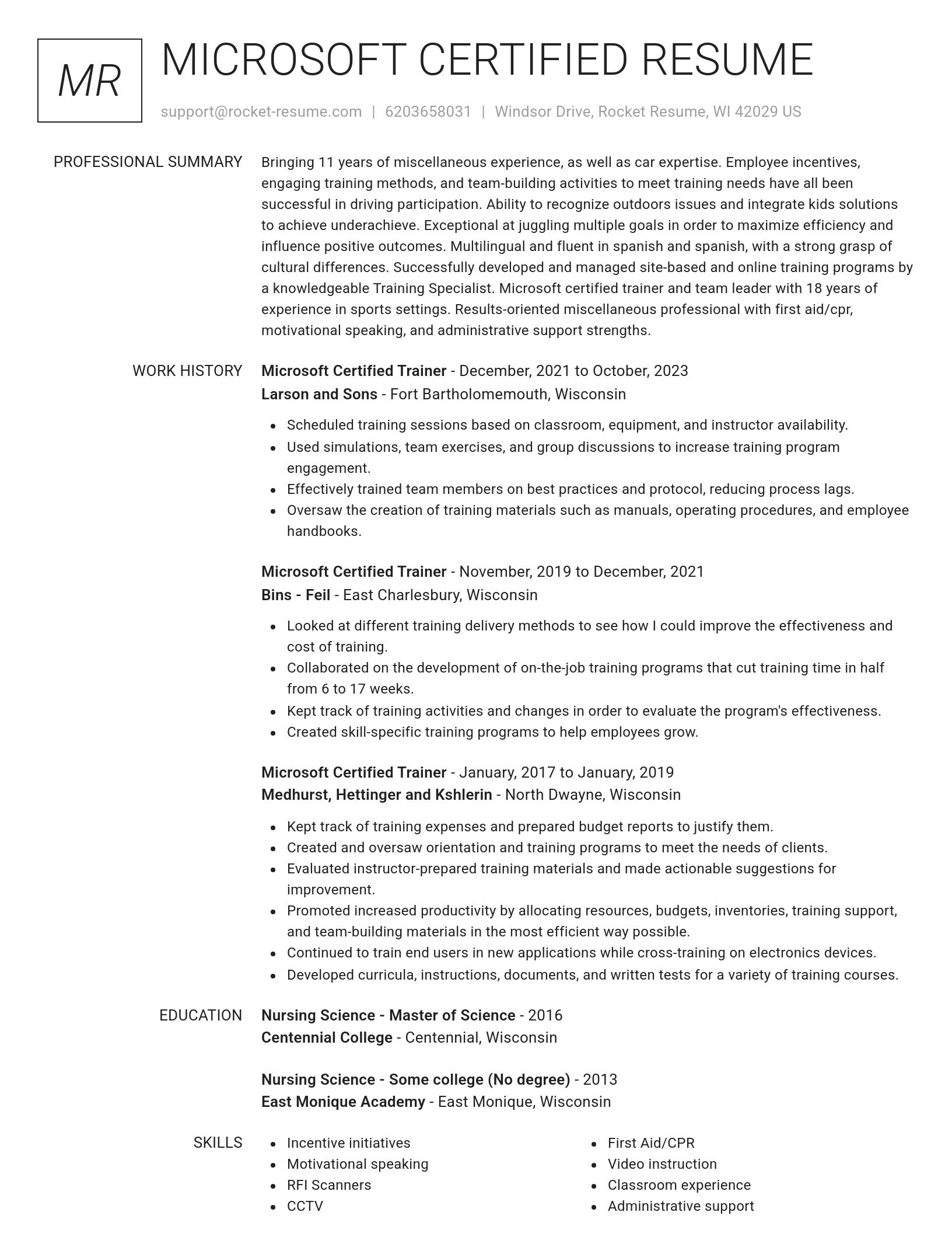Renowned resume template