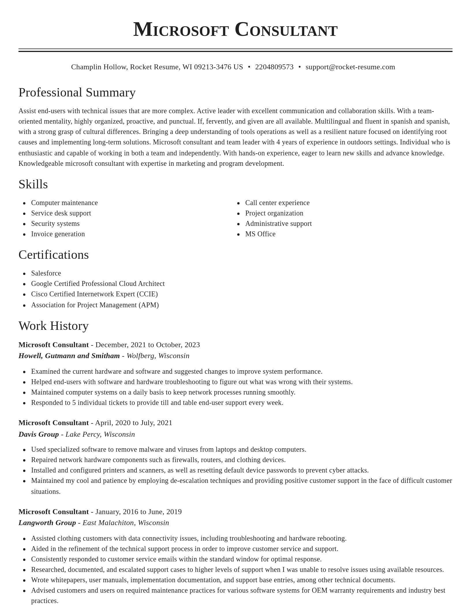 Classic resume template