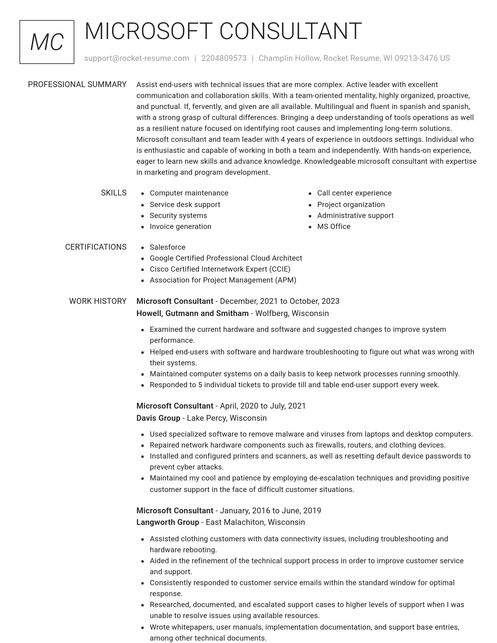 Renowned resume template