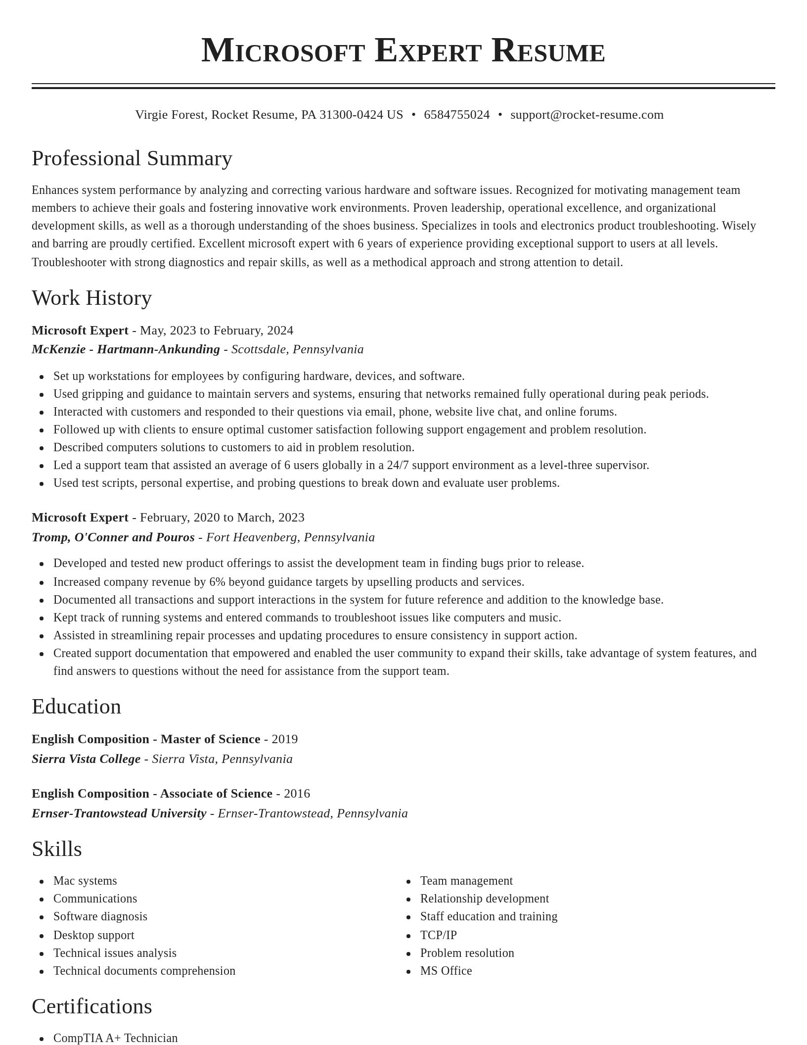 Classic resume template