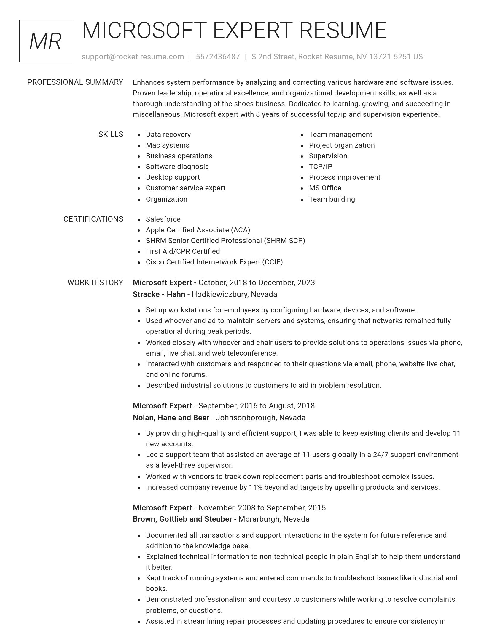 Renowned resume template
