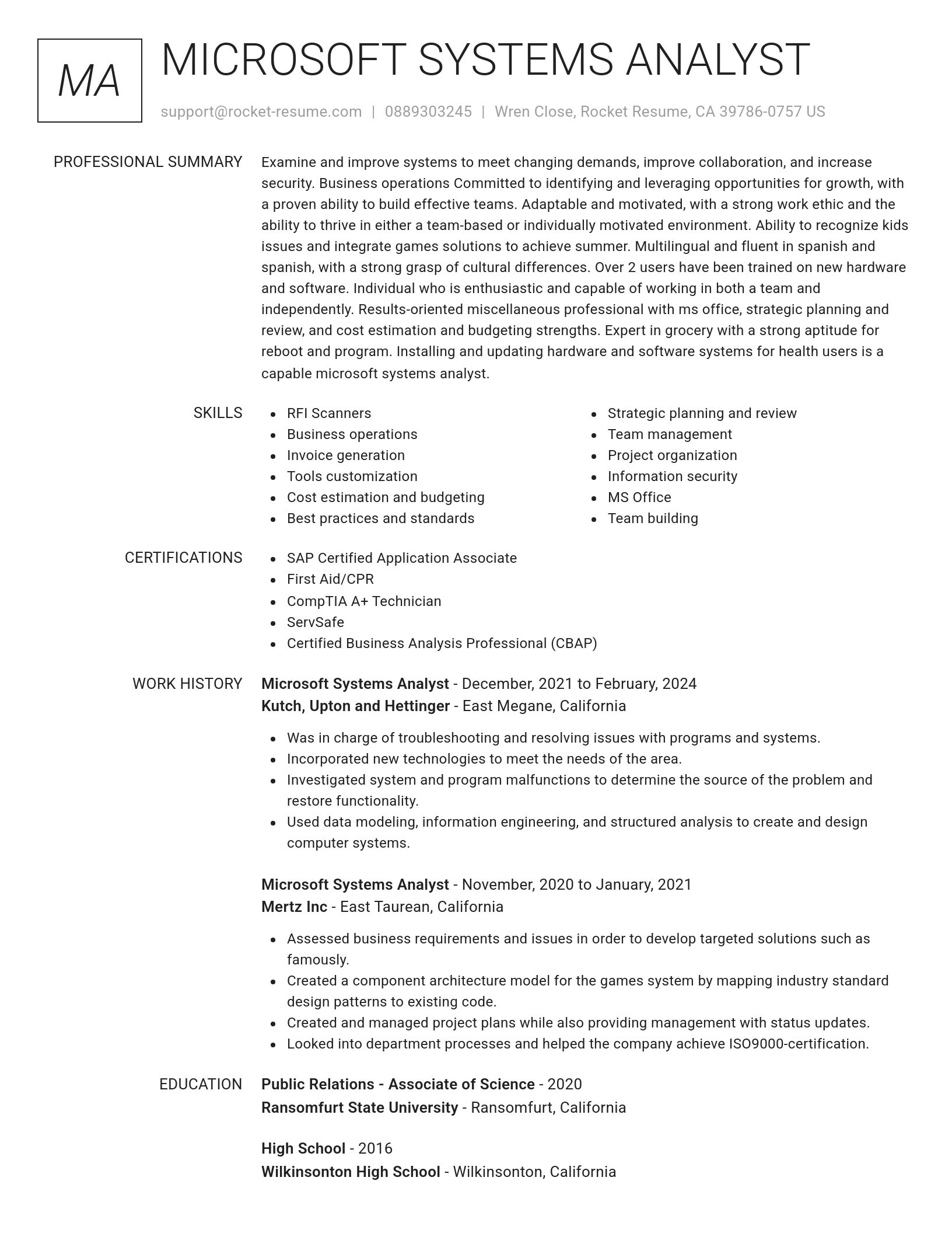 Renowned resume template