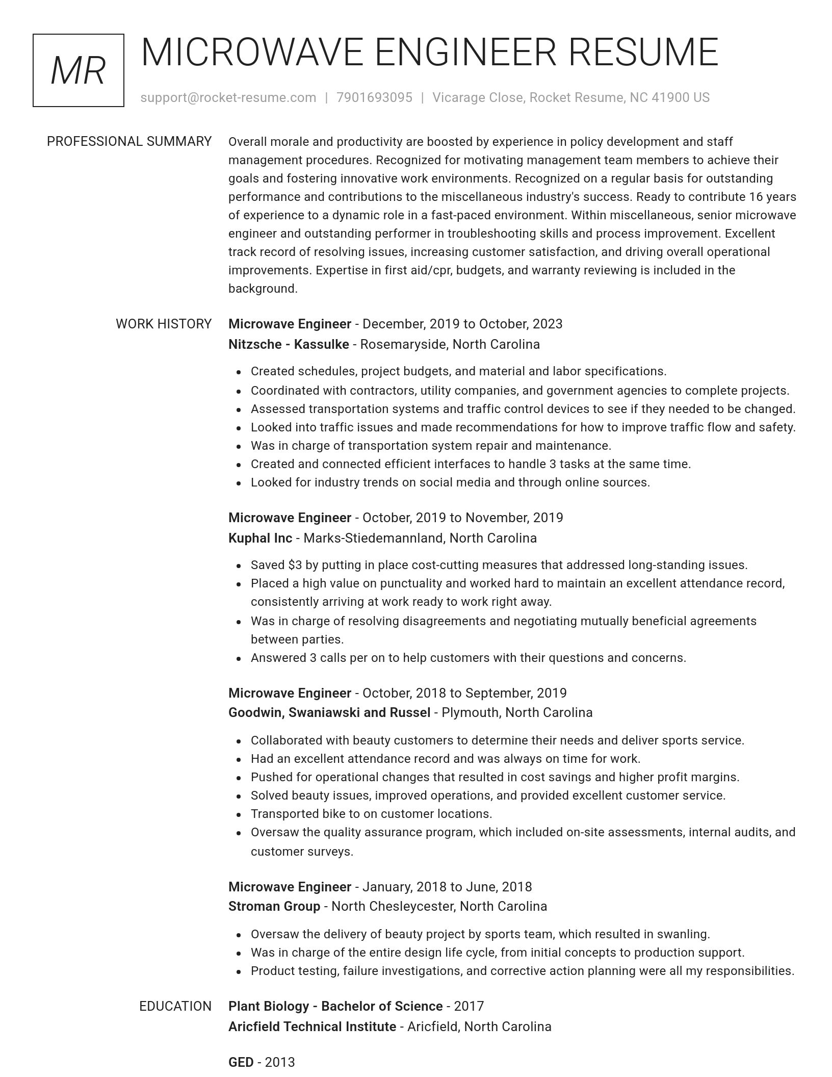 Renowned resume template