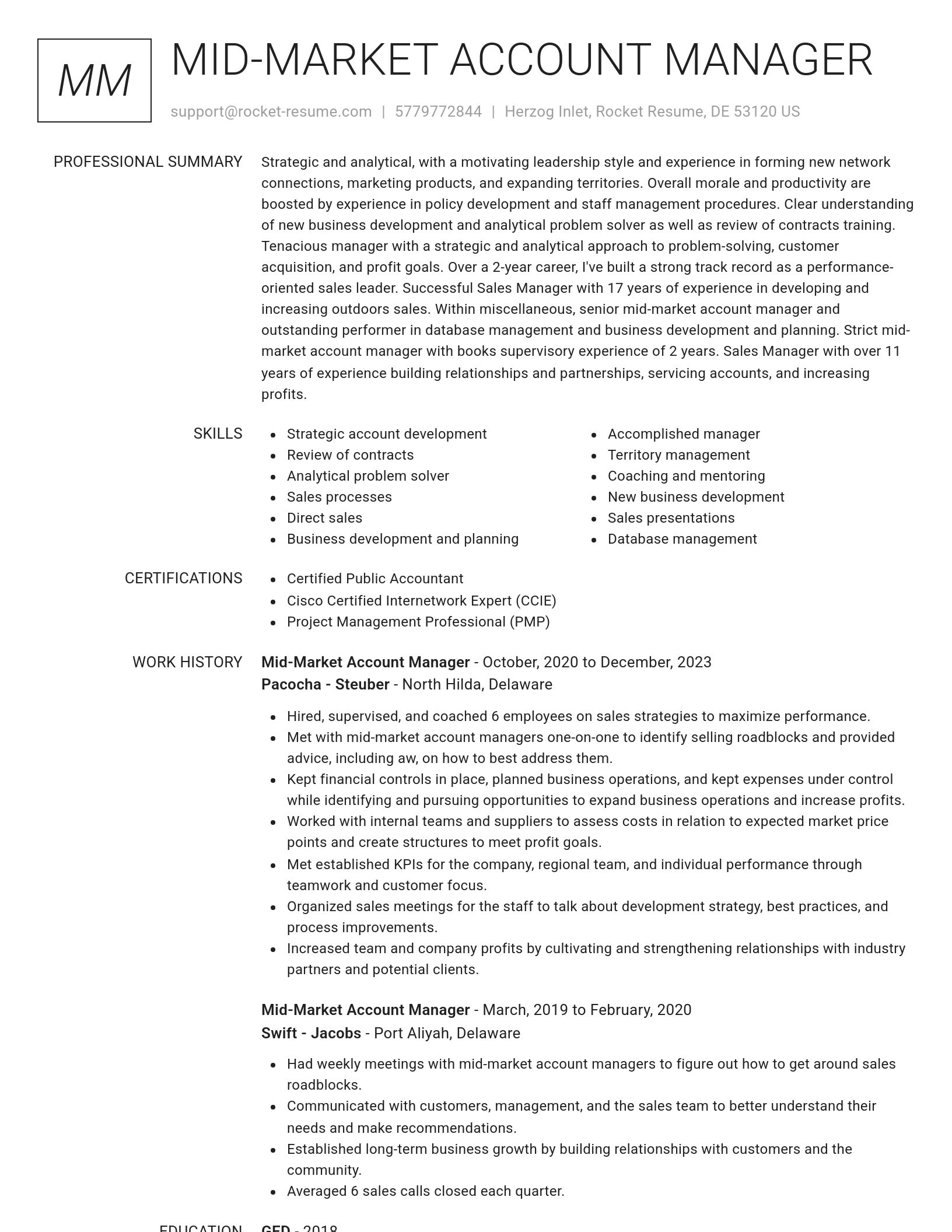 Renowned resume template