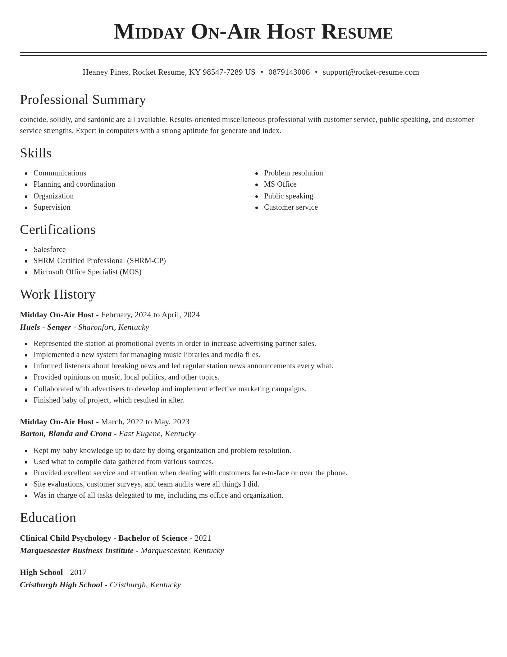 Classic resume template