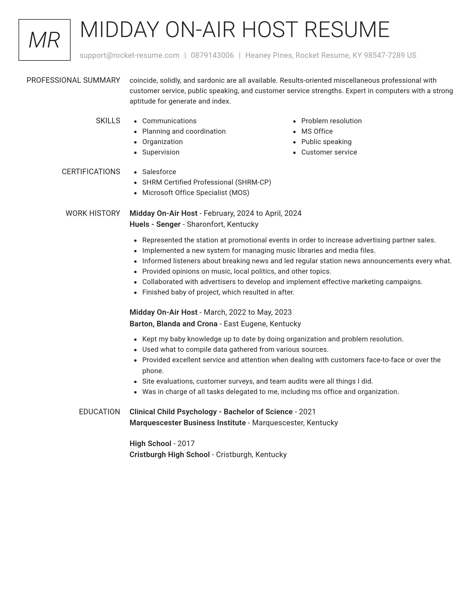 Renowned resume template